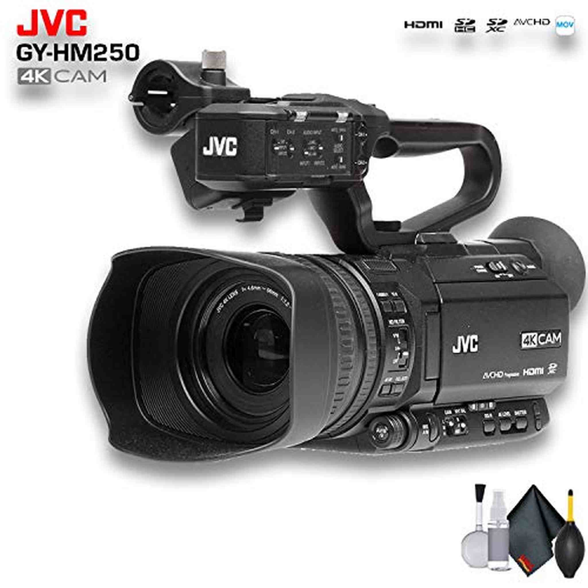 JVC GY-HM250 UHD 4K Streaming Camcorder with Built-in Lower-Thirds Graphics - Starter Bundle JVC