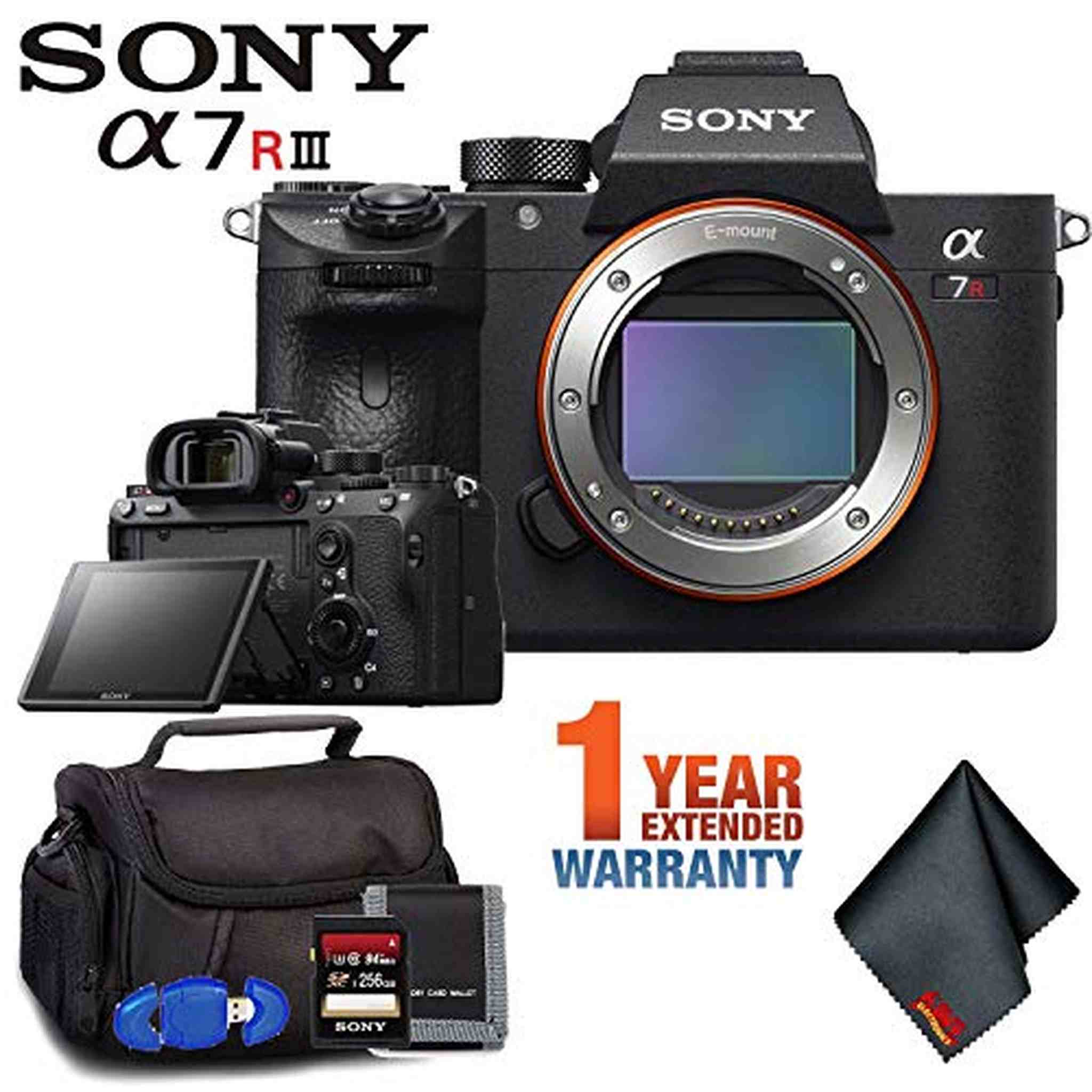 Sony Alpha a7R III Mirrorless Digital Camera Body Only Base Accessory Kit + Extended Warranty Bundle Sony