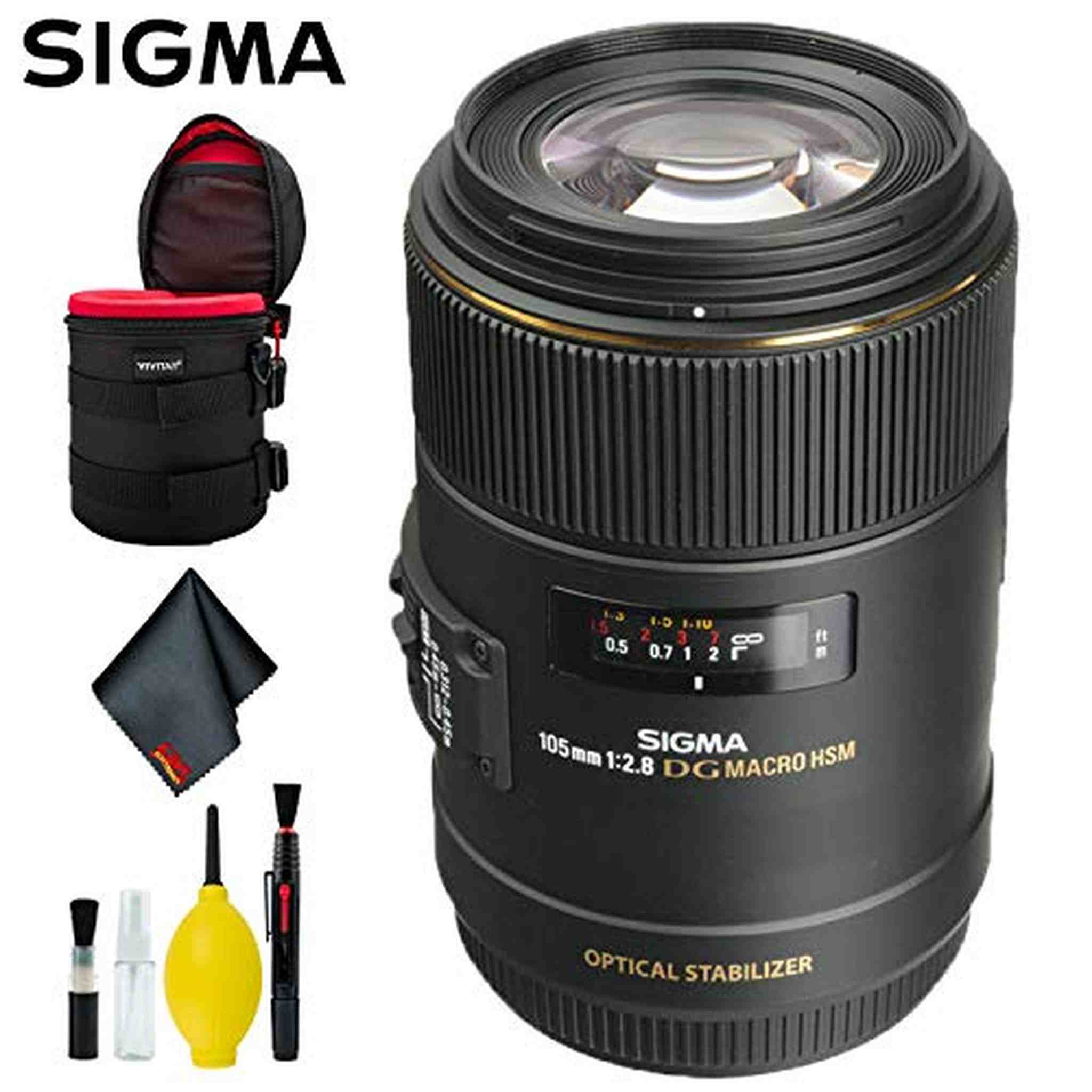 Sigma 105mm f/2.8 EX DG OS HSM Macro Lens for Canon EF Intl Deluxe Bundle Sigma