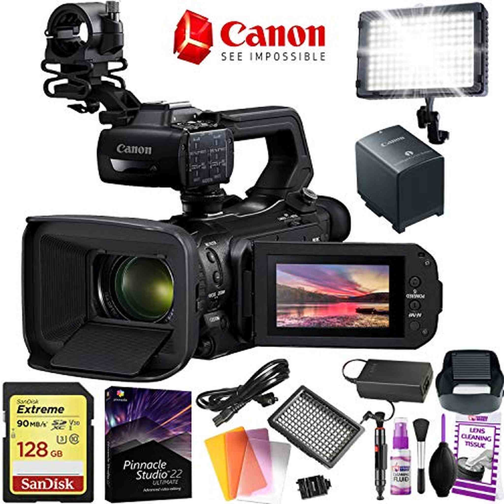 Canon Xa55 Professional Uhd 4K Camcorder 4K Video - 15X Zoom Lens - 128Gb Memory - Video Editing Software Bundle Canon