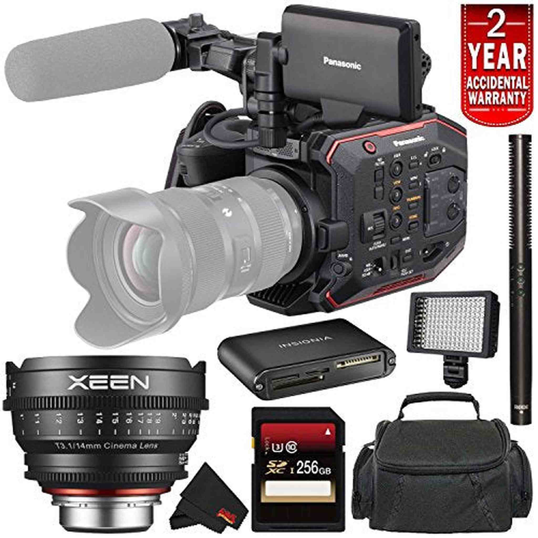 Panasonic AU-EVA1 Compact 5.7K Super 35mm Cinema Camera International Version + Rokinon Xeen 14mm T3.1 Lens + Rode NTG Bundle Panasonic