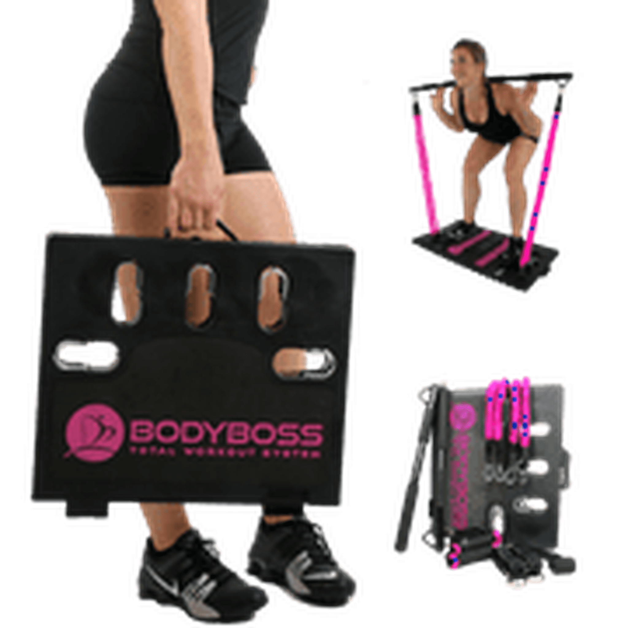 BodyBoss Home Gym 2.0 - Full Portable Gym Home Workout Package + 1 Set of Resistance Bands - Collapsible Resistance Bar, Handles - Full Body Workouts