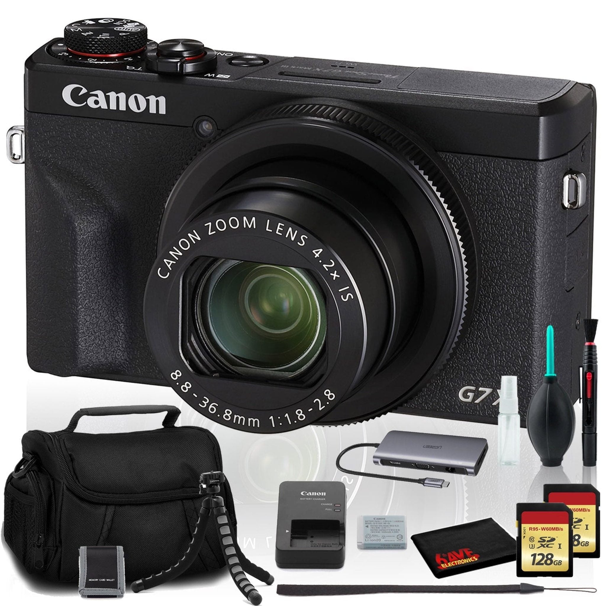 Canon PowerShot G7 X Mark III Digital Camera Intl Model with Two 128GB SD Bundle Canon