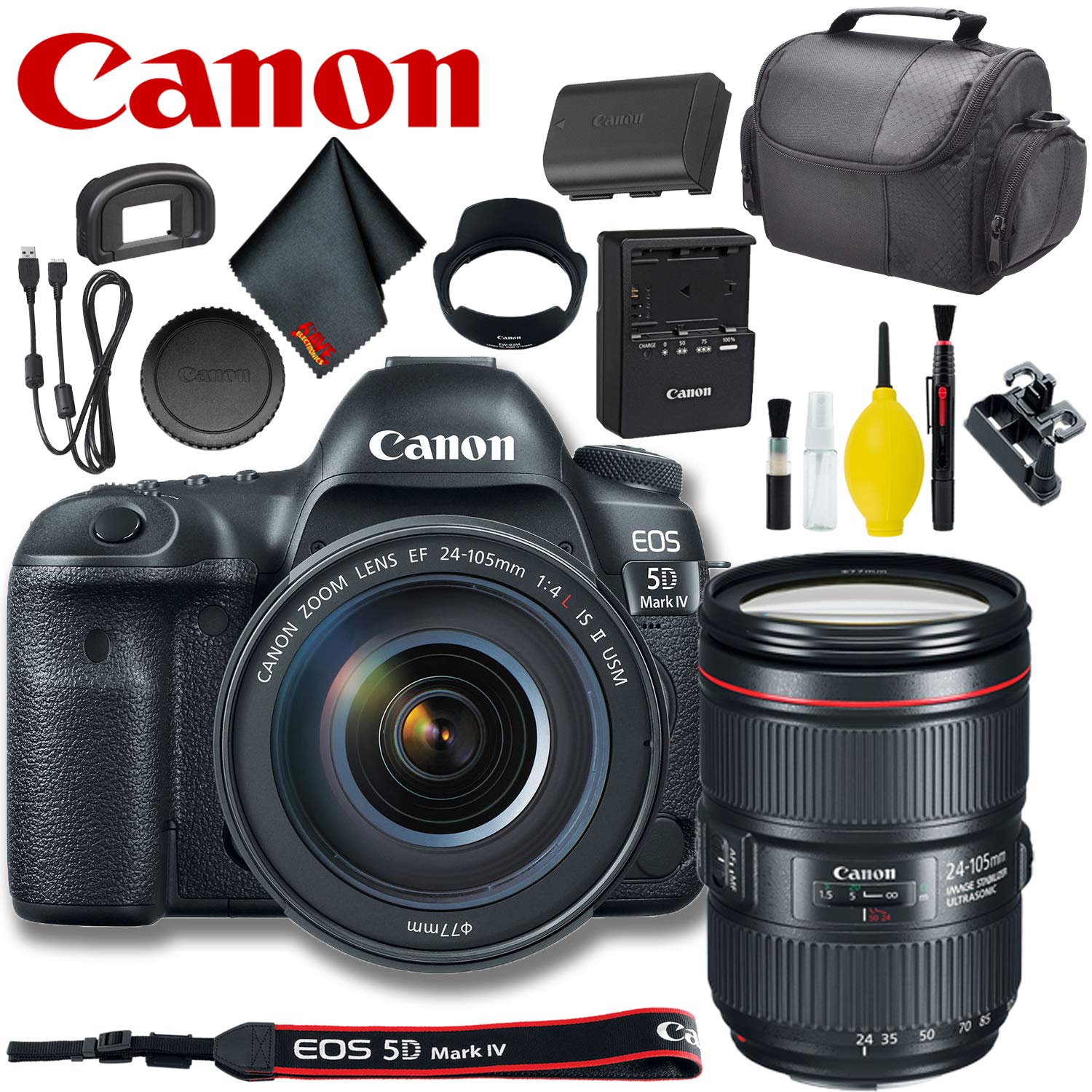 Canon EOS 5D Mark IV DSLR Camera with 24-105mm Lens Intl Model Basic Bundle Canon