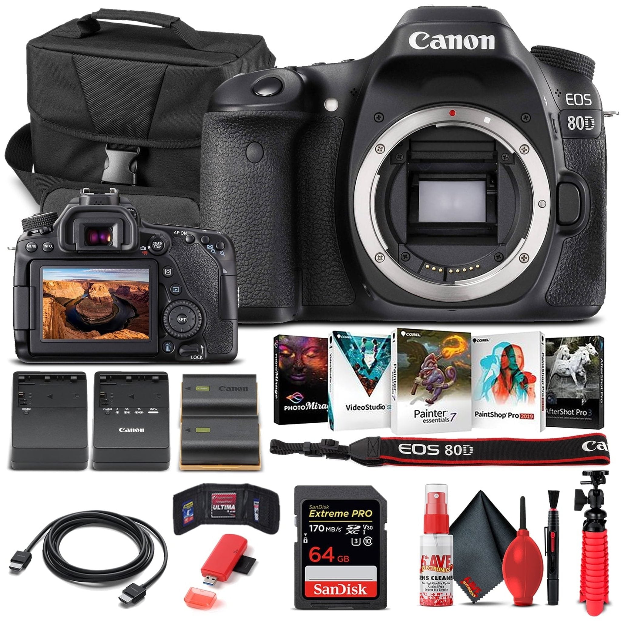 Canon EOS 80D DSLR Camera Body Only 1263C004 - Basic Bundle Canon