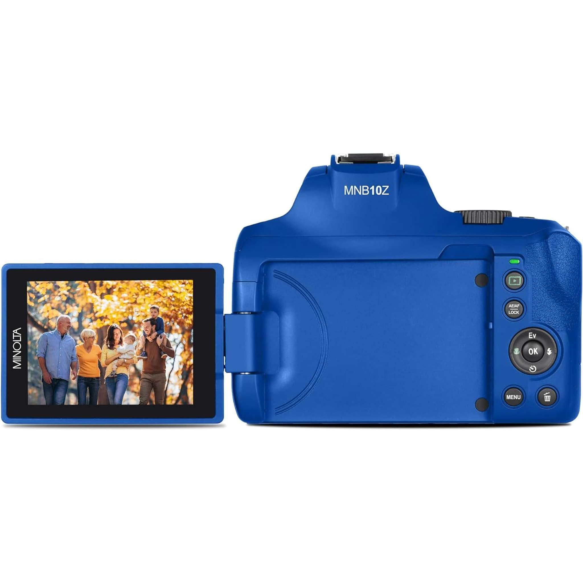 Minolta 64 Mega Pixels Auto Focus Digital Camera 4K Ultra HD Video Blue - Bundle Minolta