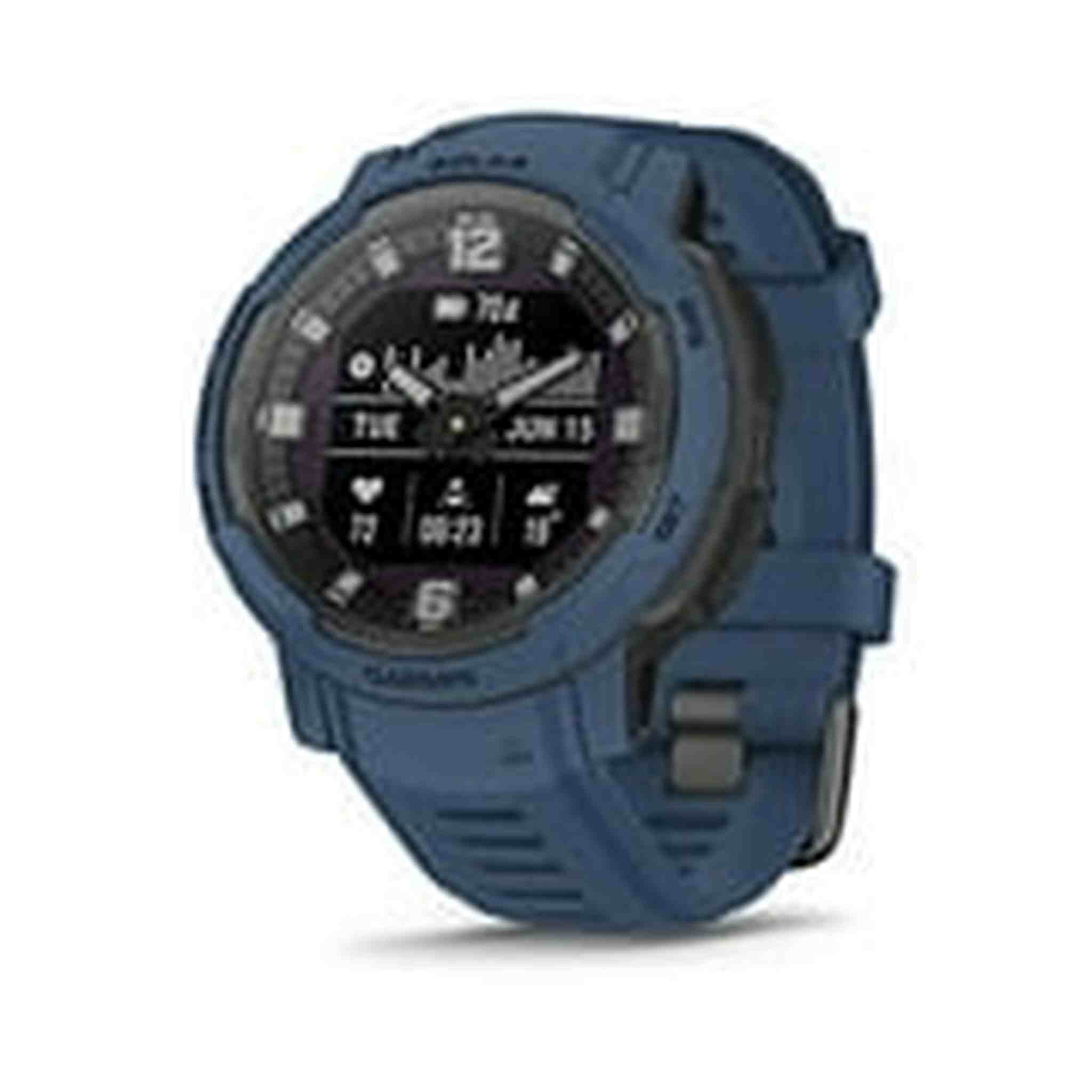 Garmin Instinct Crossover Solar, Rugged Hybrid Smartwatch with Solar, Analog Hands and Digital Display, Tidal Blue Garmin