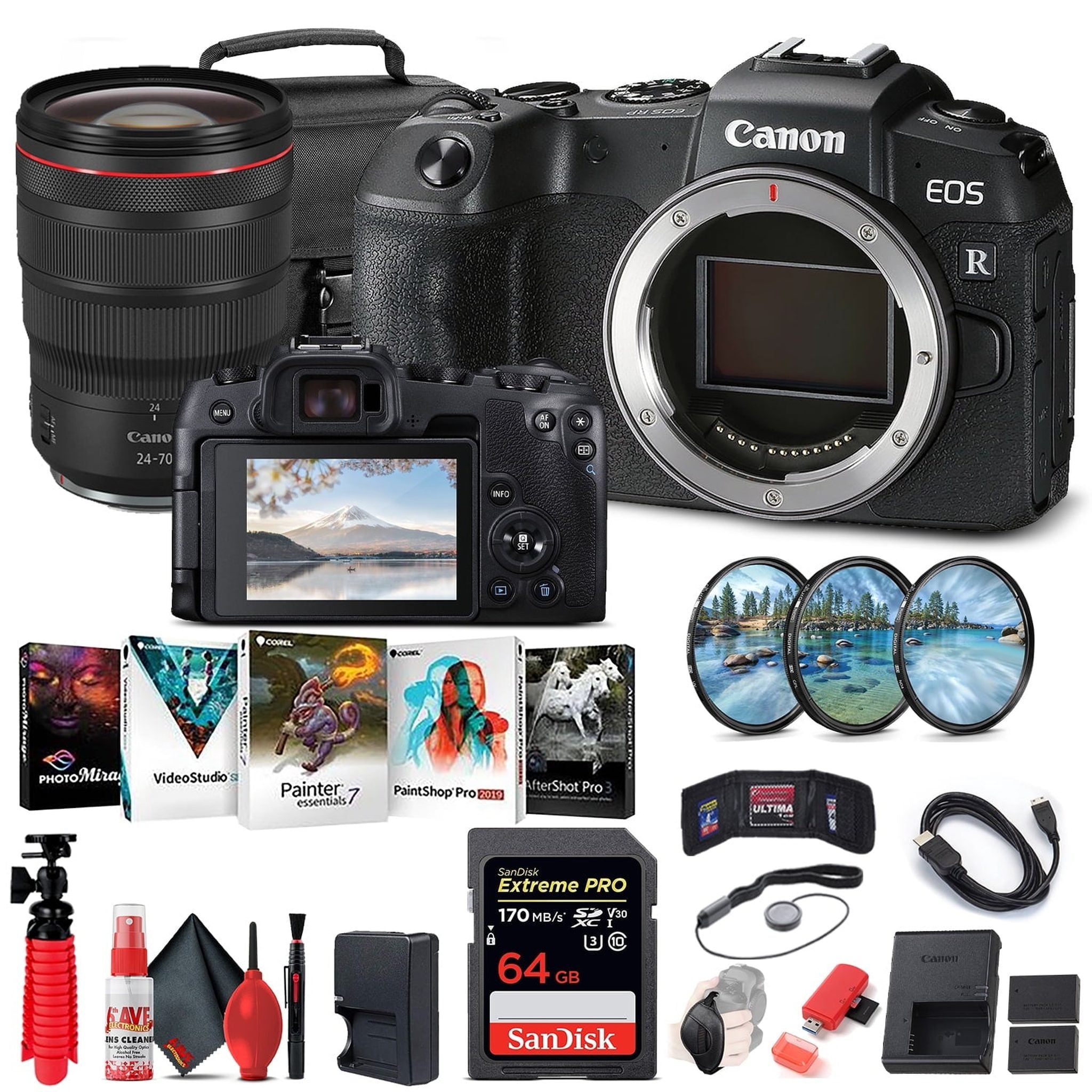 Canon EOS RP Mirrorless Digital Camera 3380C002 + Canon RF 24-70mm + More Canon