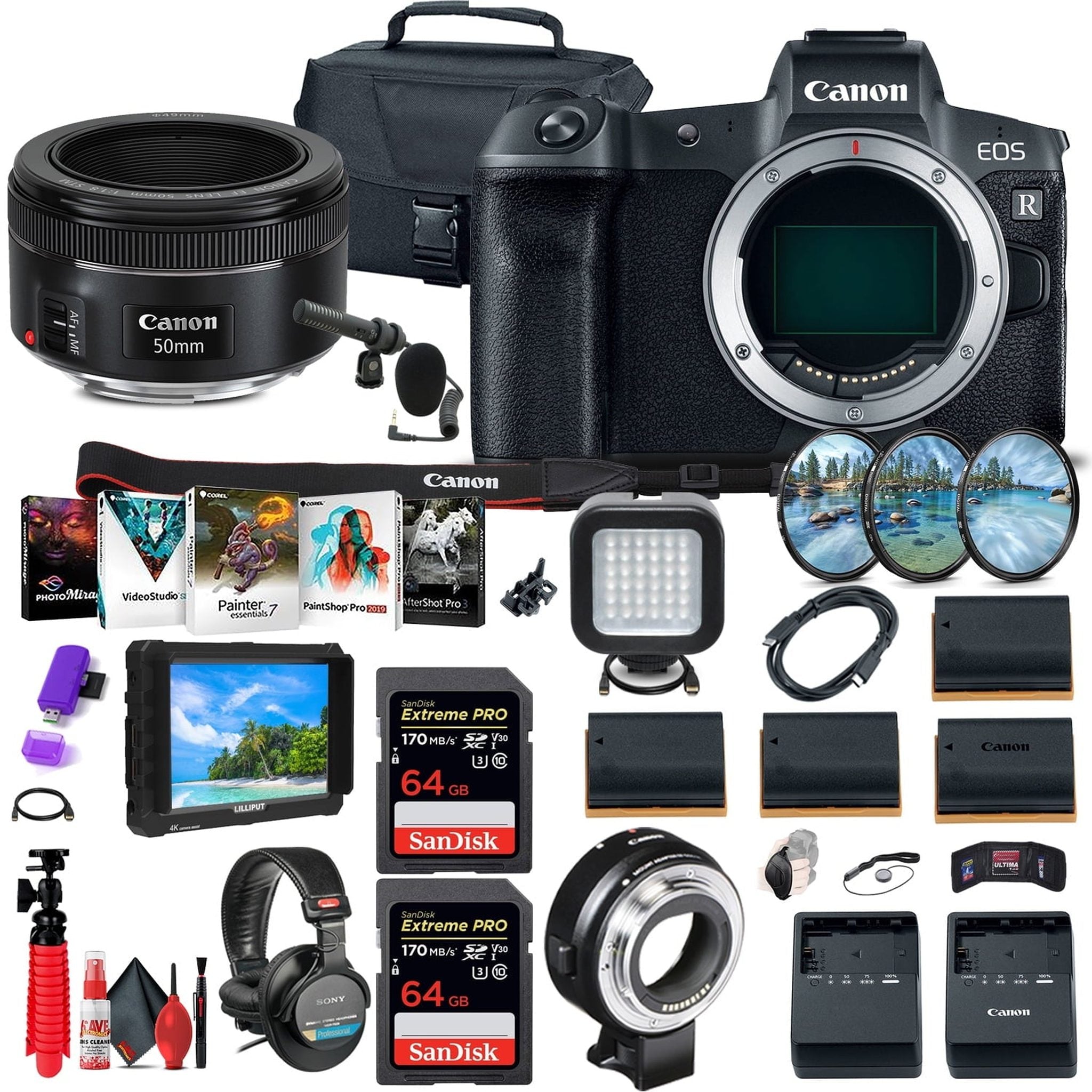 Canon EOS R Mirrorless Digital Camera 3075C002 + 4K Monitor Ultimate Bundle Canon