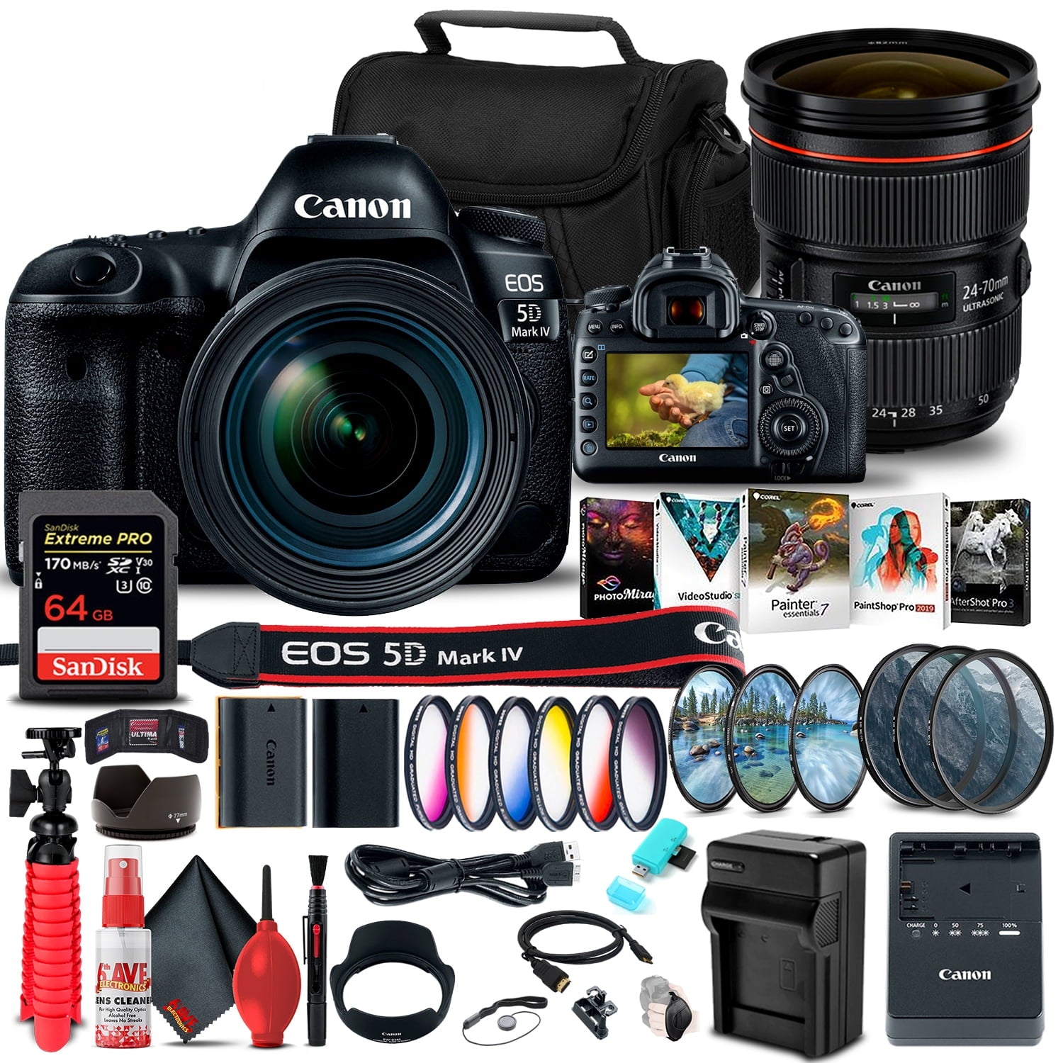 Canon EOS 5D Mark IV DSLR Camera with 24-70mm f/4L Lens 1483C018 Advanced Bundle Canon