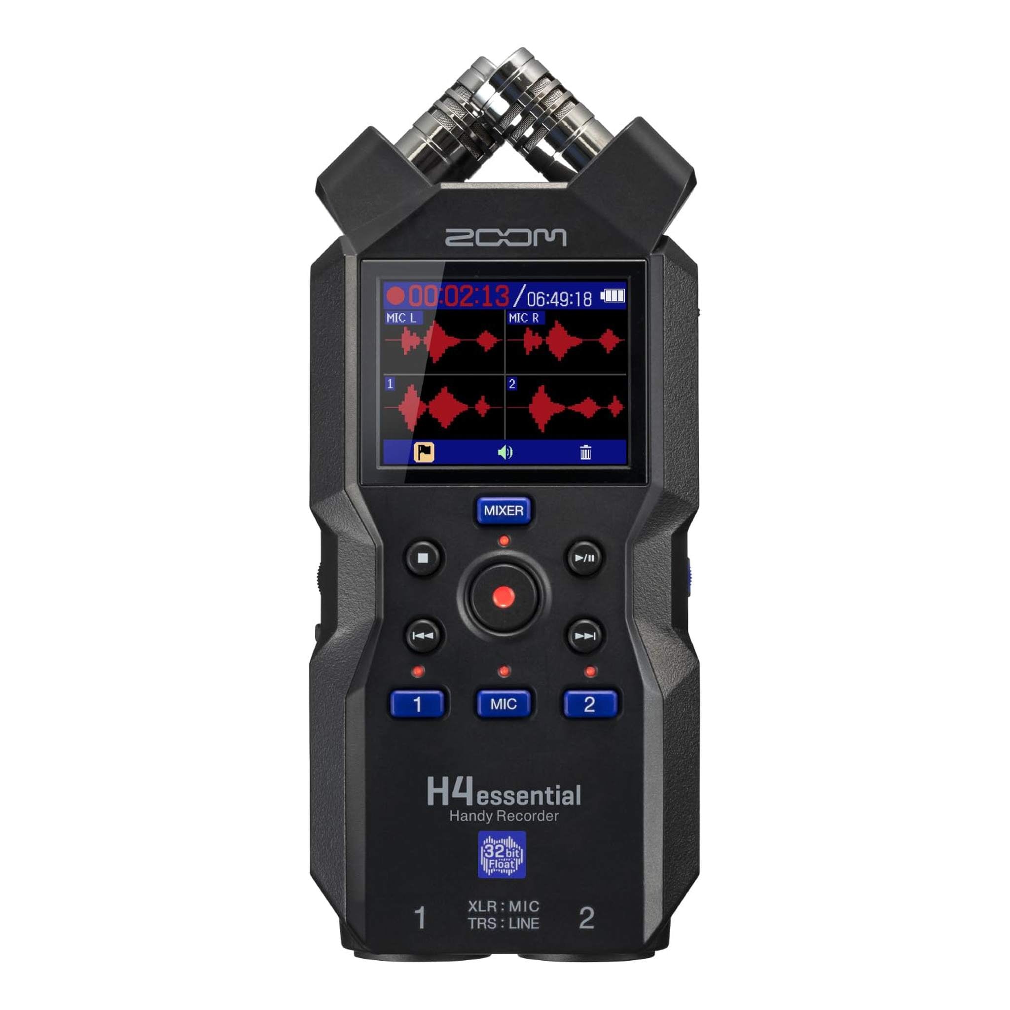 Zoom H4essential 4-Track Handy Recorder 2024 Model, Essential Series with 32-Bit Float, Accessibility, Stereo Microphones, 2 XLR/TRS Combo Inputs, USB Interface, for Musicians, Podcasters, and More Zoom