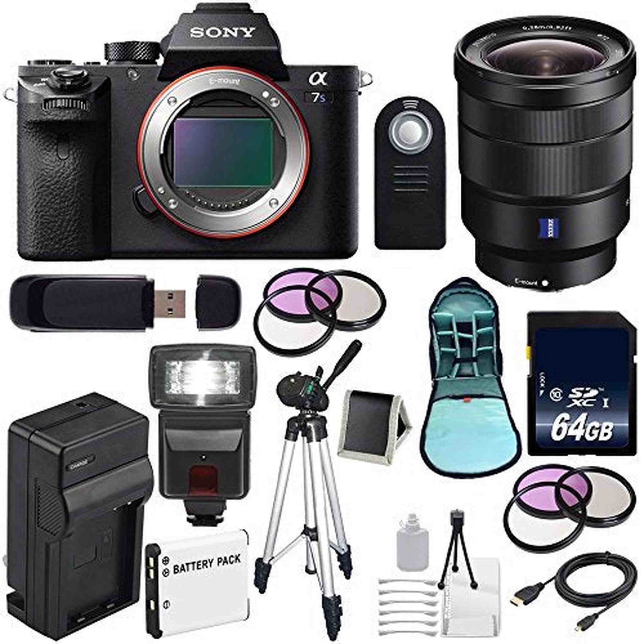 Sony Alpha a7S II a7S Mark II a7SII ILCE7SM2/B Mirrorless Digital Camera International Model + Vario-Tessar T FE 16-35 Lens Pro Bundle Sony