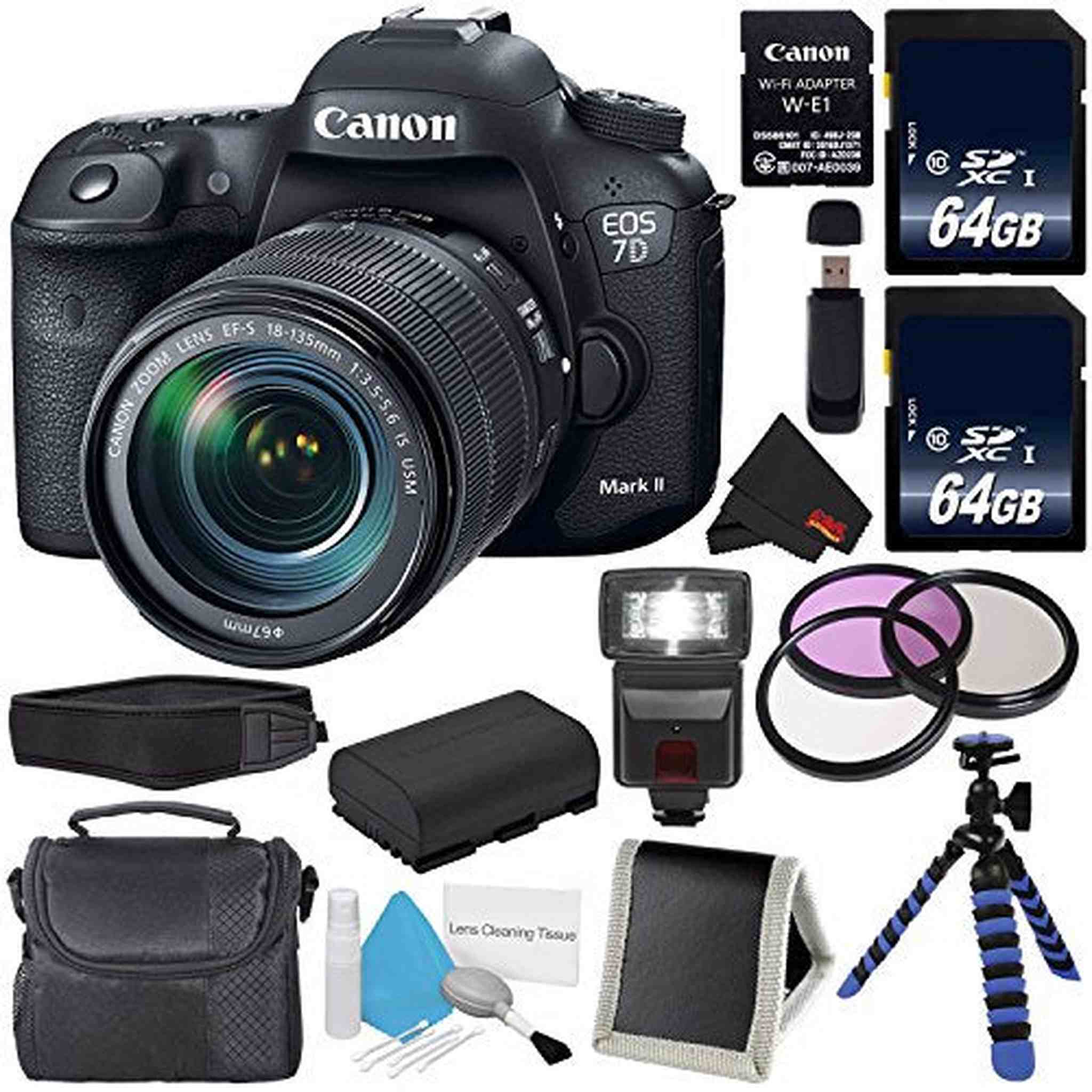 Canon EOS 7D Mark II DSLR Camera International Version with 18-135mm f/3.5-5.6 is USM Lens & W-E1 Wi-Fi Adapter 9128B1 Base Bundle Canon