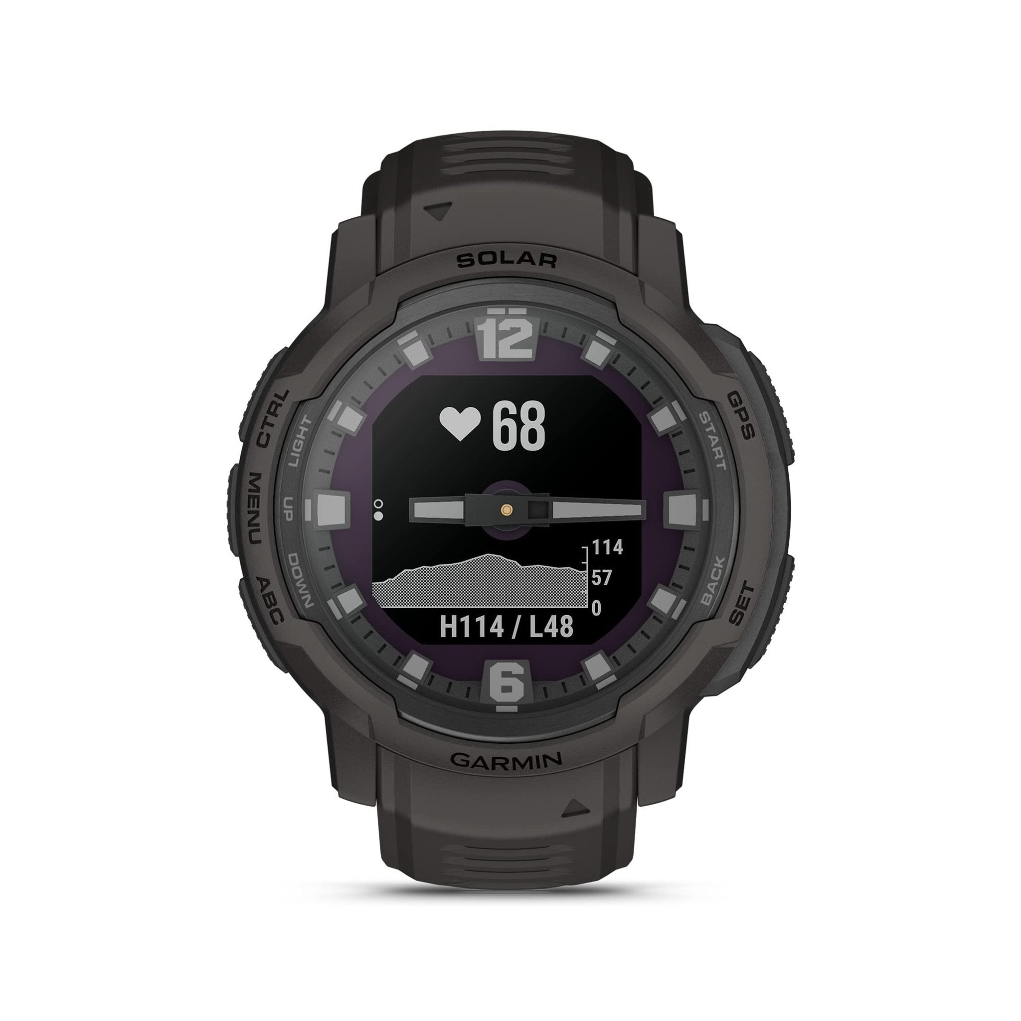 Garmin Instinct Crossover Solar, Rugged Hybrid Smartwatch with Solar, Analog Hands and Digital Display, Graphite Garmin