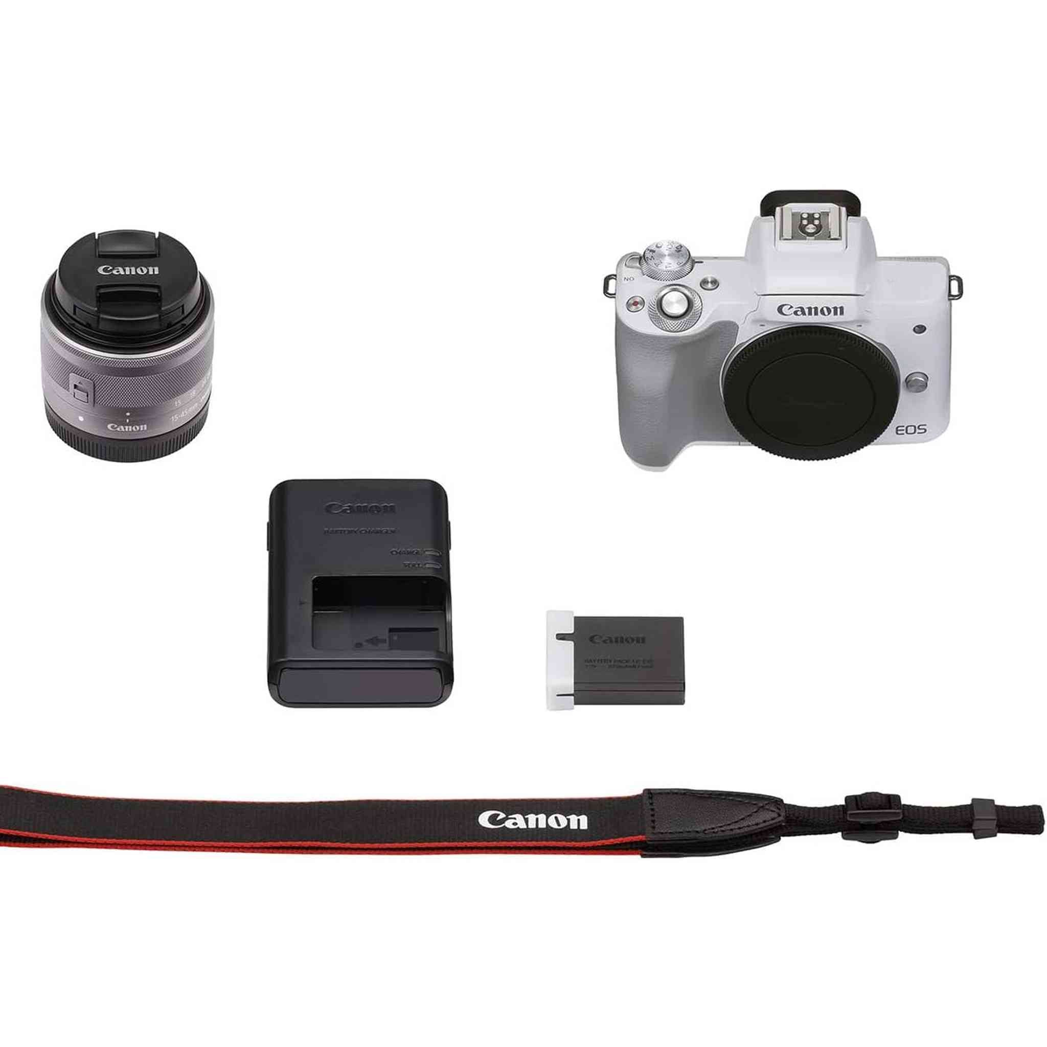 Canon EOS M50 Mark II + EF-M 15-45mm is STM Kit White Canon