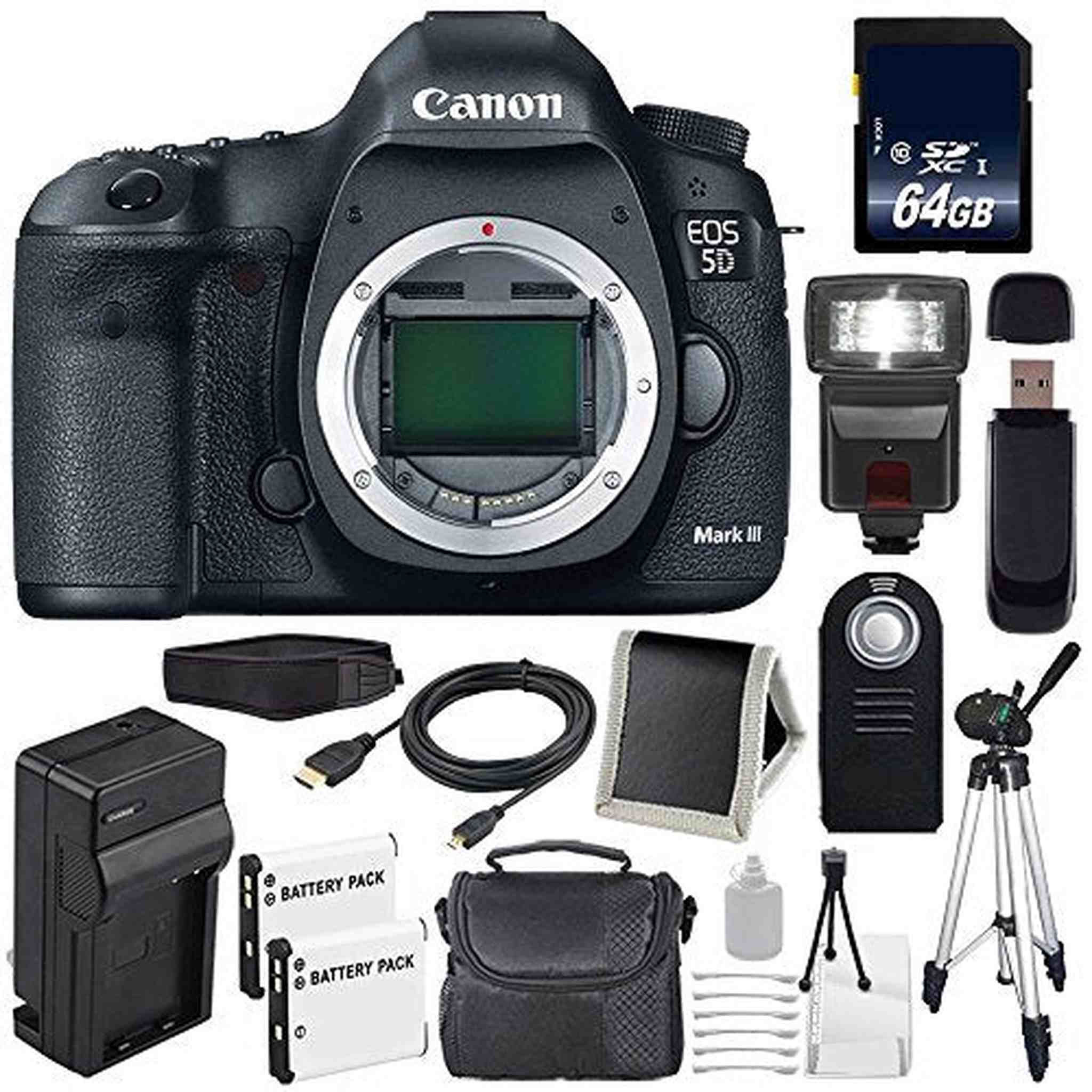 Canon EOD 5D III Digital Camera International Model + LP-E6 Battery + 64GB Memory Card Base Bundle Canon