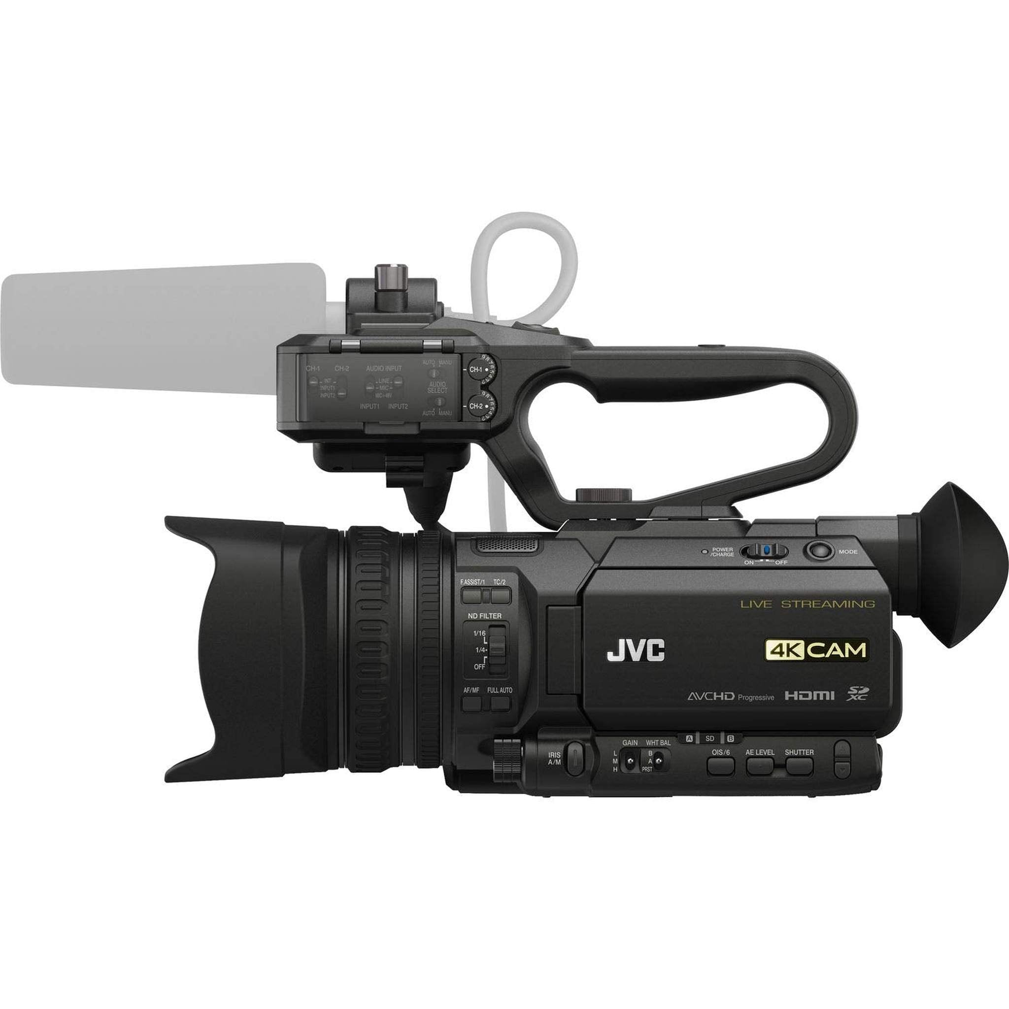 JVC GY-HM250 UHD 4K Streaming Camcorder with Built-in Lower-Thirds Graphics Camera Only Bundle Kit JVC