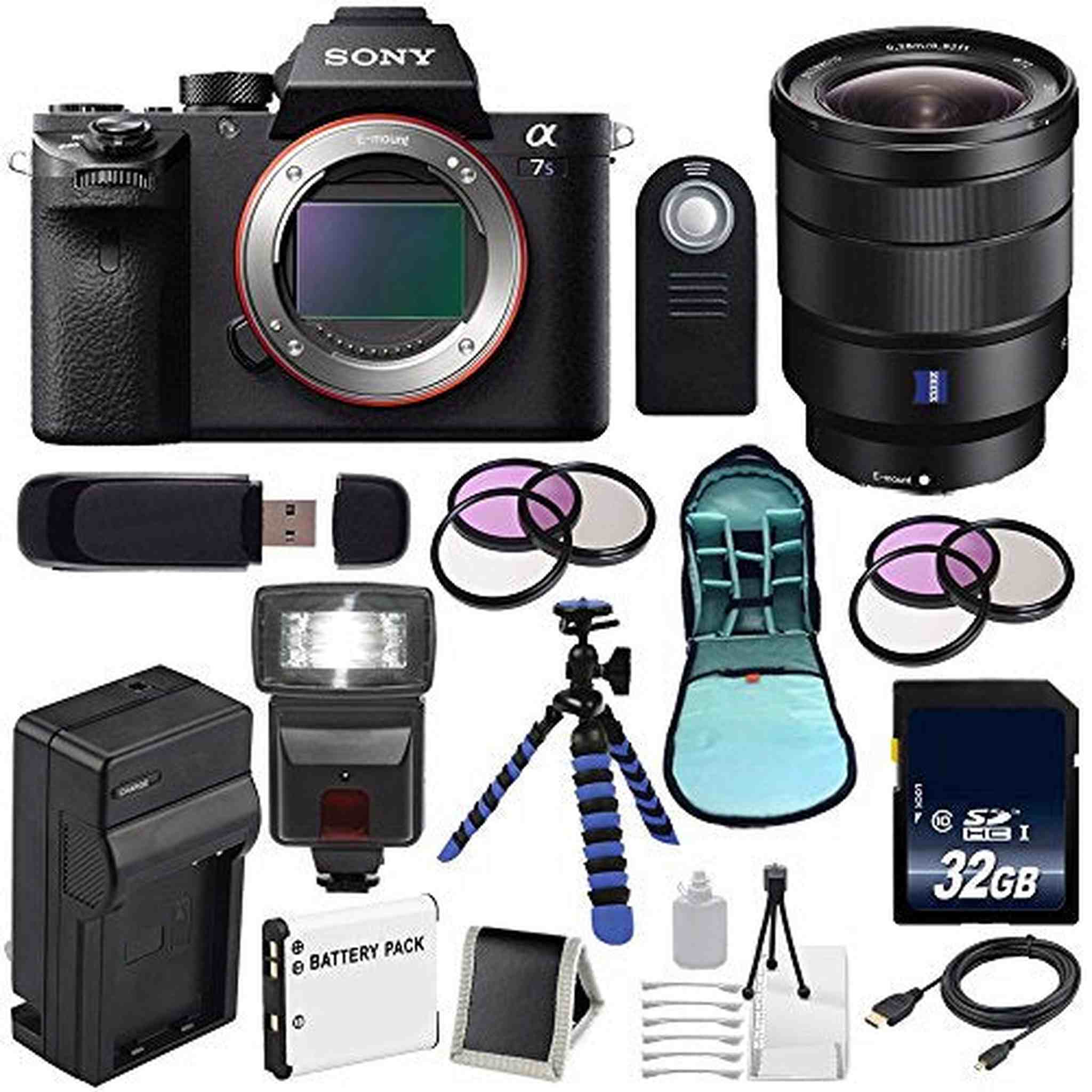 Sony Alpha a7S II a7S Mark II a7SII ILCE7SM2/B Mirrorless Digital Camera International Model + Vario-Tessar T FE 16-35 Lens Tripod Bundle Sony