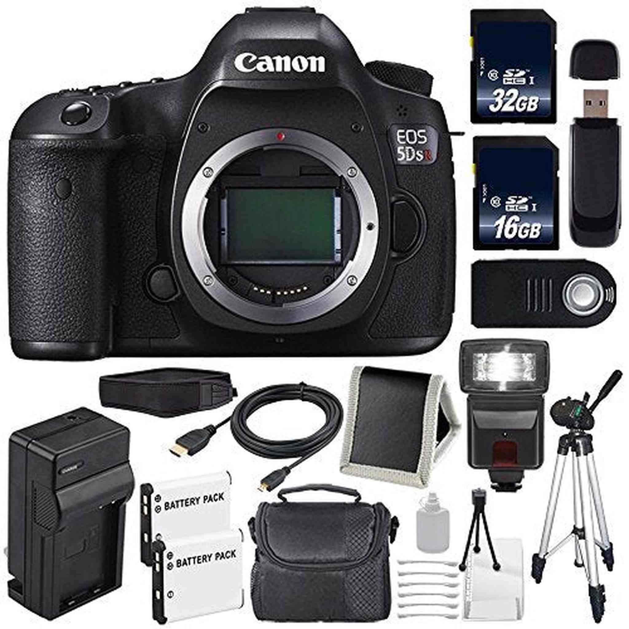 Canon EOS 5DS R DSLR Camera International Model 0582C002 + LP-E6 Battery + 32GB Card + 16GB Card Starter Bundle Canon