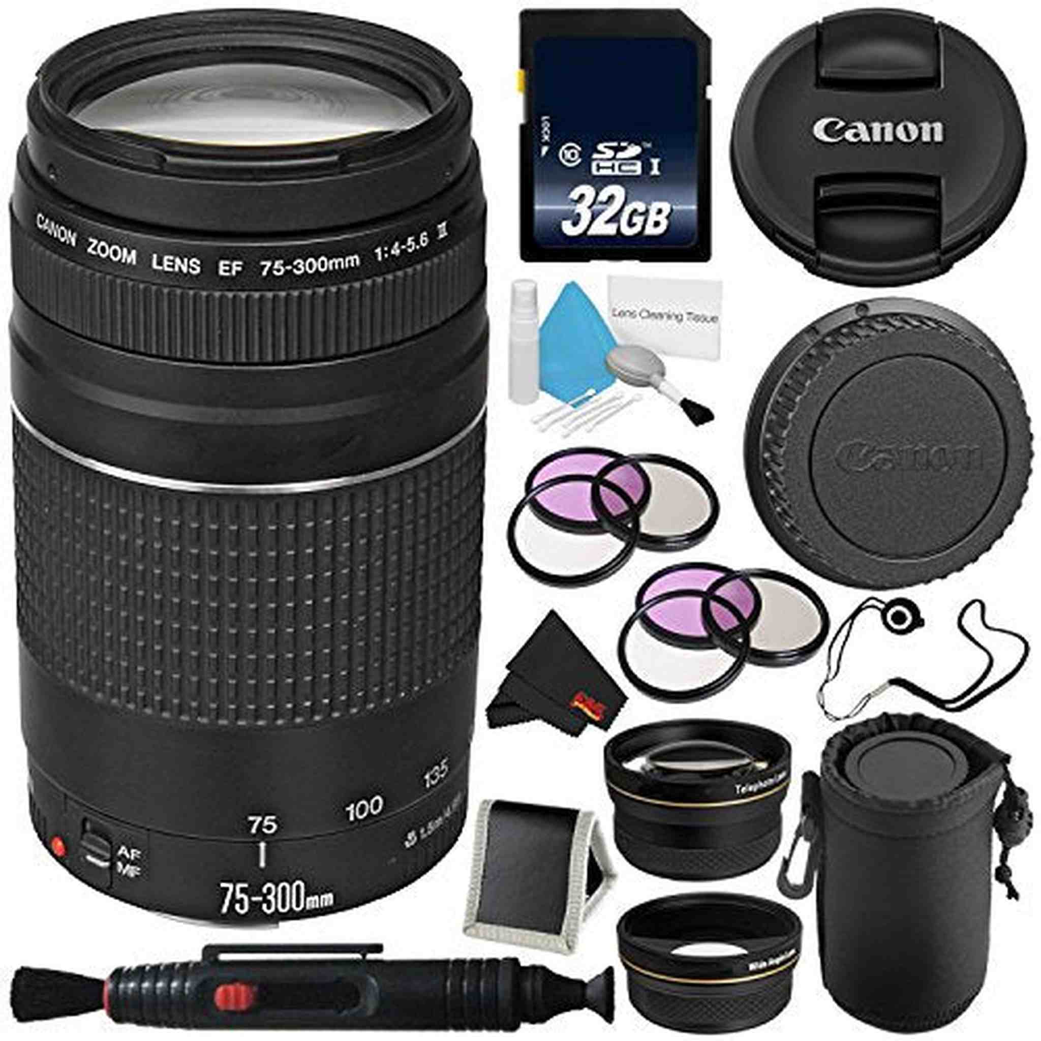 Canon EF 75-300mm f/4-5.6 III Telephoto Zoom Lens 6473A003 + Lens Pen Cleaner + Deluxe Lens Pouch + 58mm 3 Piece Filter Canon