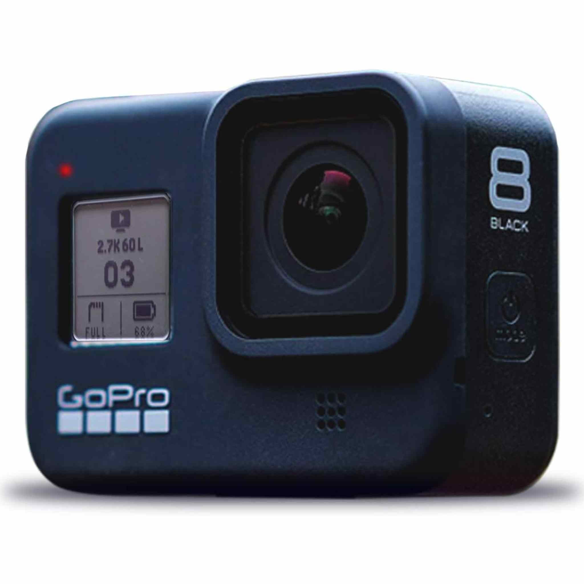 GoPro HERO8 Black Digital Action Camera - Waterproof - With Cleaning Set + Case + 2 x 64GB Memory Card and 2 x Extra Batteries GoPro