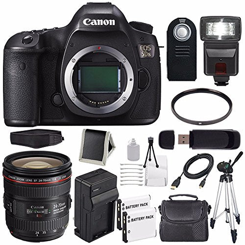 Canon EOS 5DS DSLR Camera International Model 0581C002 + Canon EF 24-70mm f/4L is USM Lens + LP-E6 Battery Bundle Canon