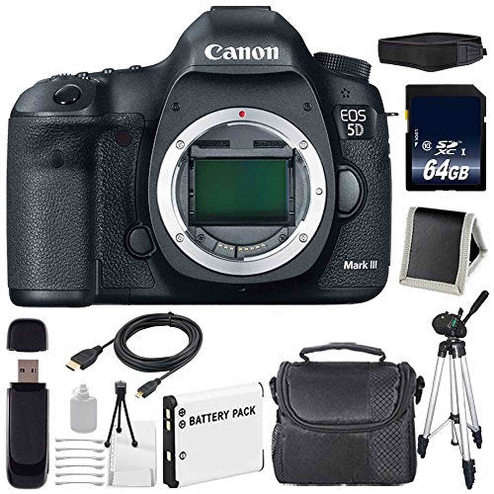 Canon EOD 5D III Digital Camera International Model + LP-E6 Battery + 64GB Memory Card Extreme Bundle Canon