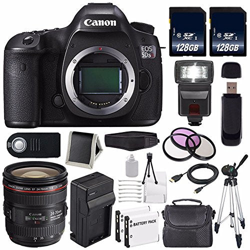 Canon EOS 5DS R DSLR Camera International Model 0582C002 + Canon EF 24-70mm f/4L is USM Lens + LP-E6 Battery + 128GB S Canon