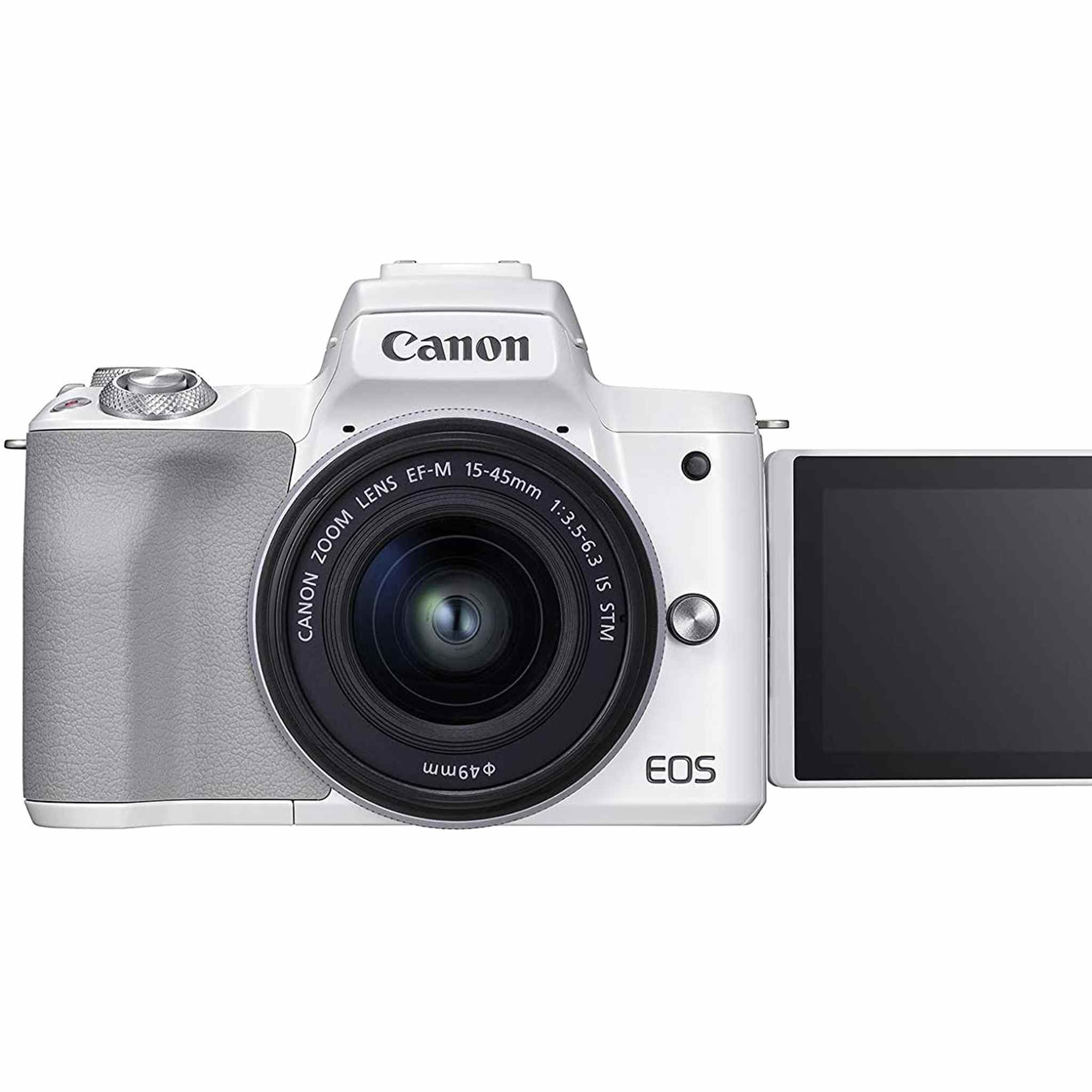 Canon EOS M50 Mark II + EF-M 15-45mm is STM Kit White International Model Canon