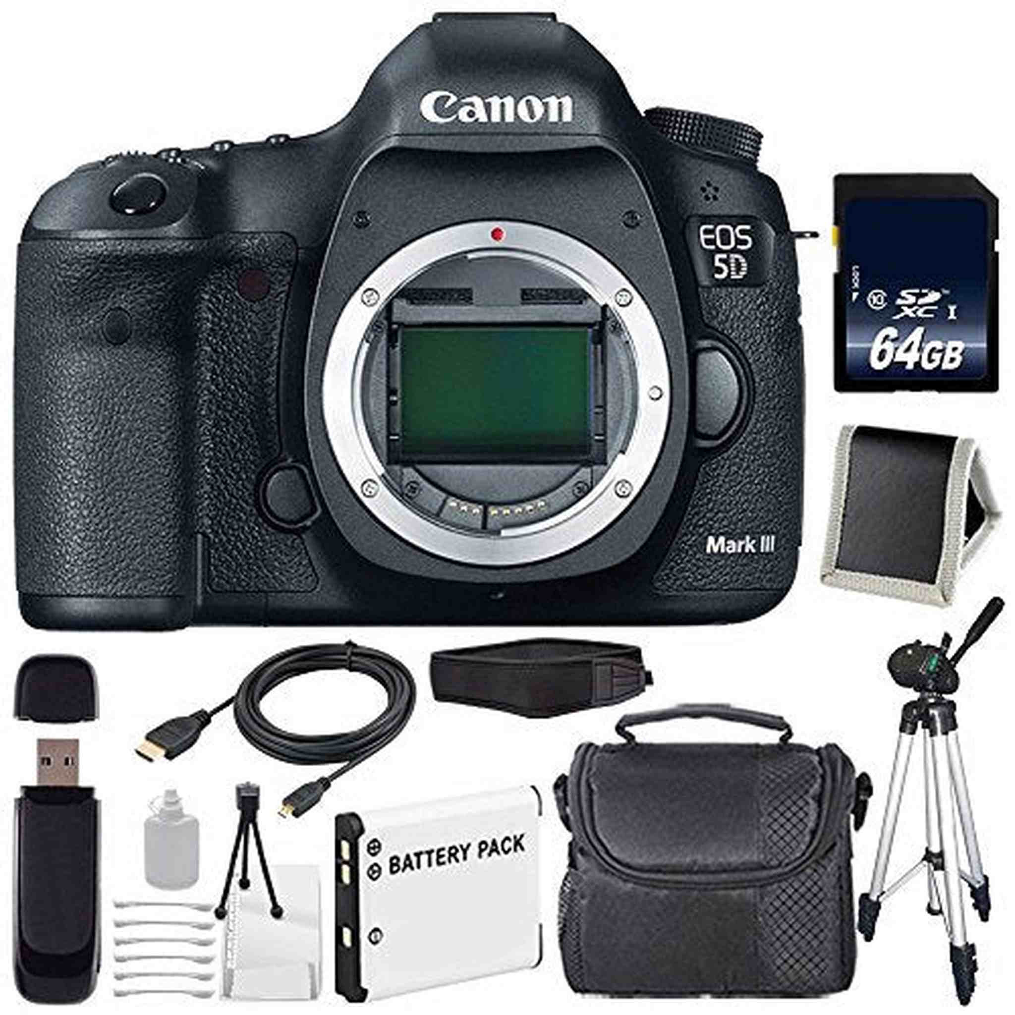 Canon EOD 5D III Digital Camera International Model + LP-E6 Battery + 64GB Memory Card Deluxe Bundle Canon