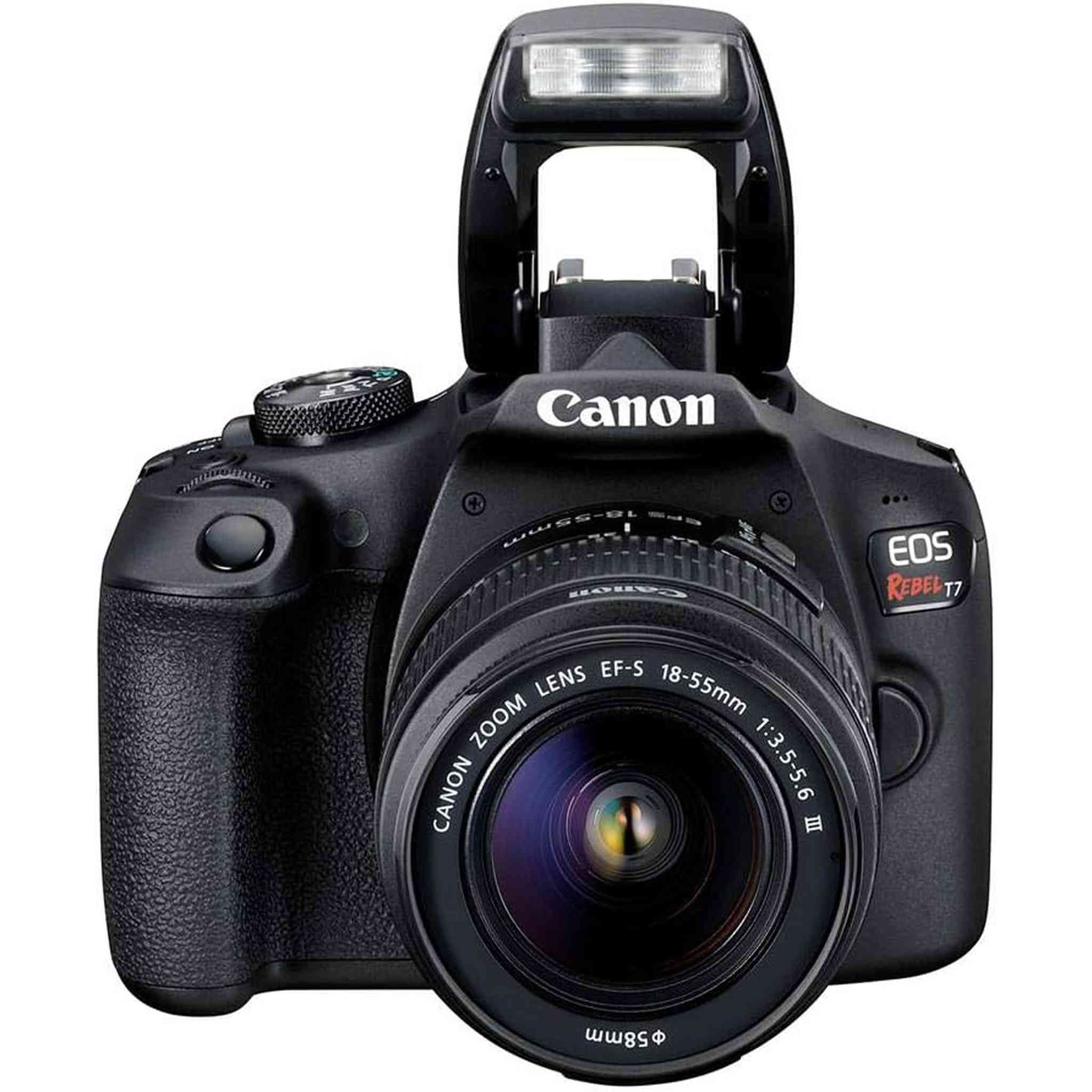 Canon EOS Rebel T7 DSLR Camera with 18-55mm Lens Starter Bundle + Includes: EOS Bag + Sandisk Ultra 64GB Card + Clean and Care Kit + More Canon