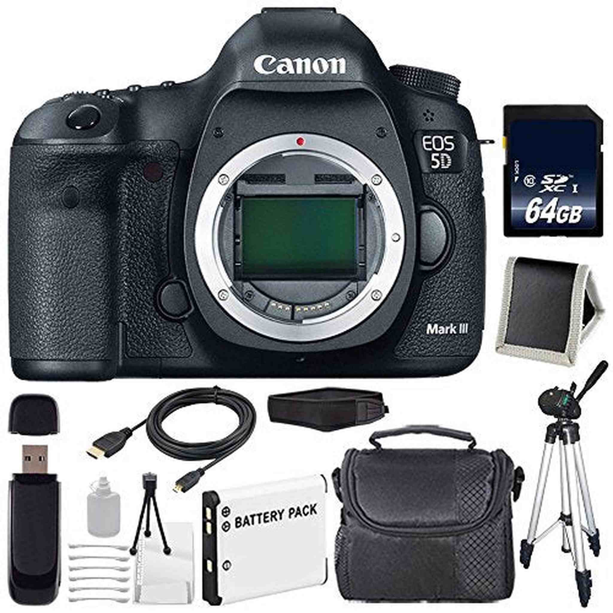 Canon EOD 5D III Digital Camera International Model + LP-E6 Battery + 64GB Memory Card Advanced Bundle Canon