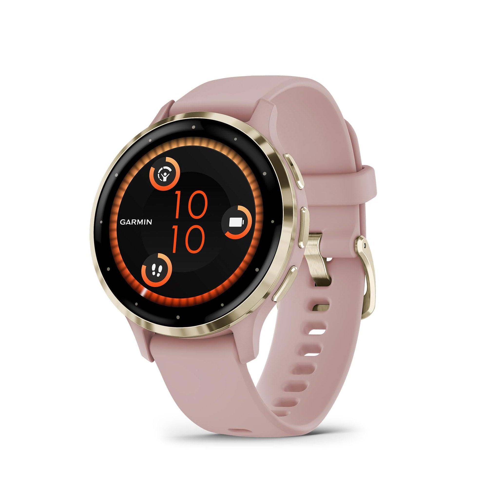 Garmin Venu 3S Soft Gold Stainless Steel Bezel 1.2-Inch AMOLED Touchscreen Display Smart Watch with 41mm Dust Rose Case and Silicone Band Garmin