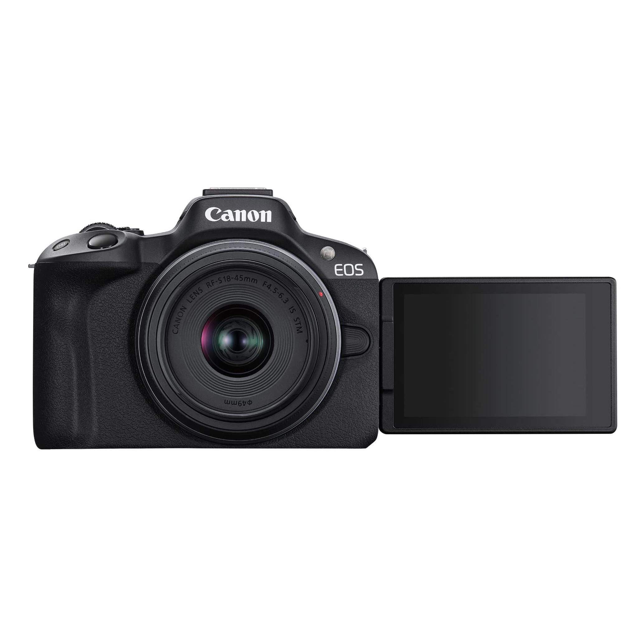 Canon EOS R50 Mirrorless Vlogging Camera Black w/RF-S18-45mm F4.5-6.3 is STM Lens, 24.2 MP, 4K Video, Subject Detection & Tracking, Compact, Smartphone Connection, Content Creator Canon