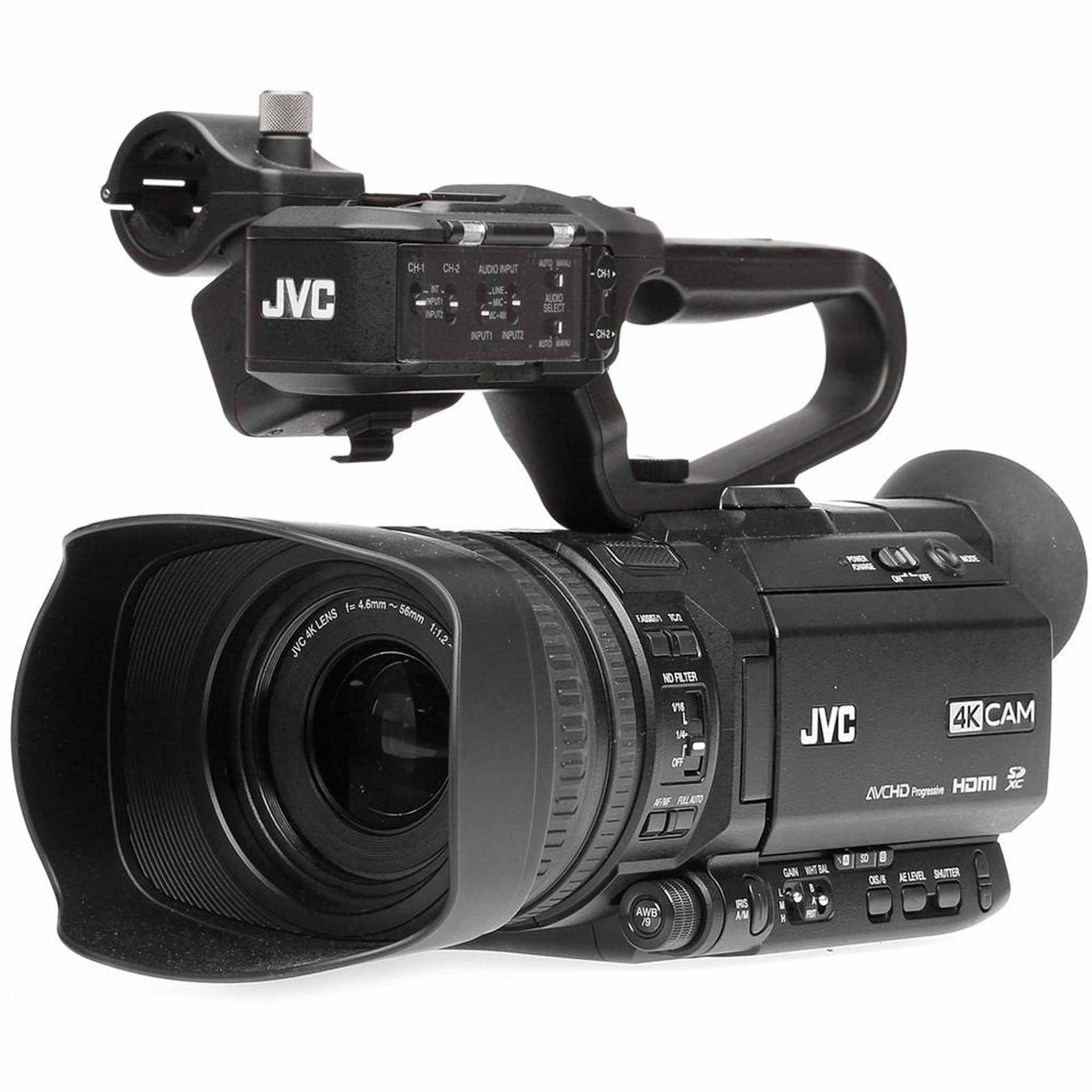 JVC GY-HM250 UHD 4K Streaming Camcorder with Built-in Lower-Thirds Graphics + Pro Accessories Bundle JVC