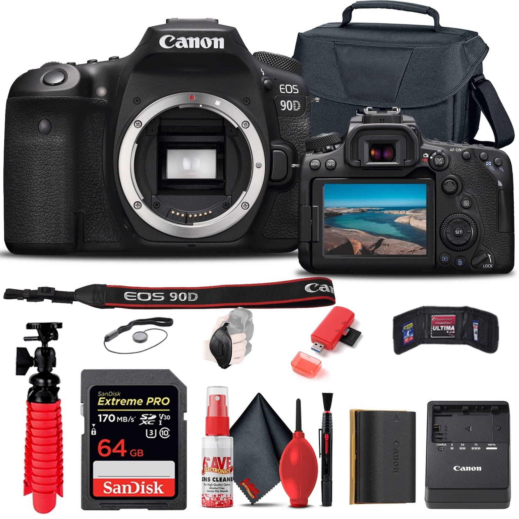 Canon EOS 90D DSLR Camera Body Only 3616C002 Basic Bundle Canon