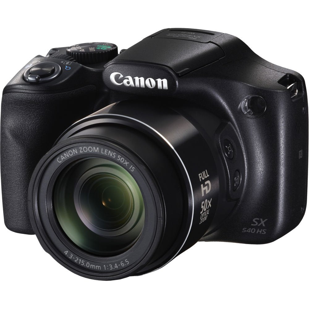 Canon PowerShot SX540 HS Digital Point and Shoot 20MP Camera + Extra Battery + Digital Flash + Camera Case + 64GB Class Canon