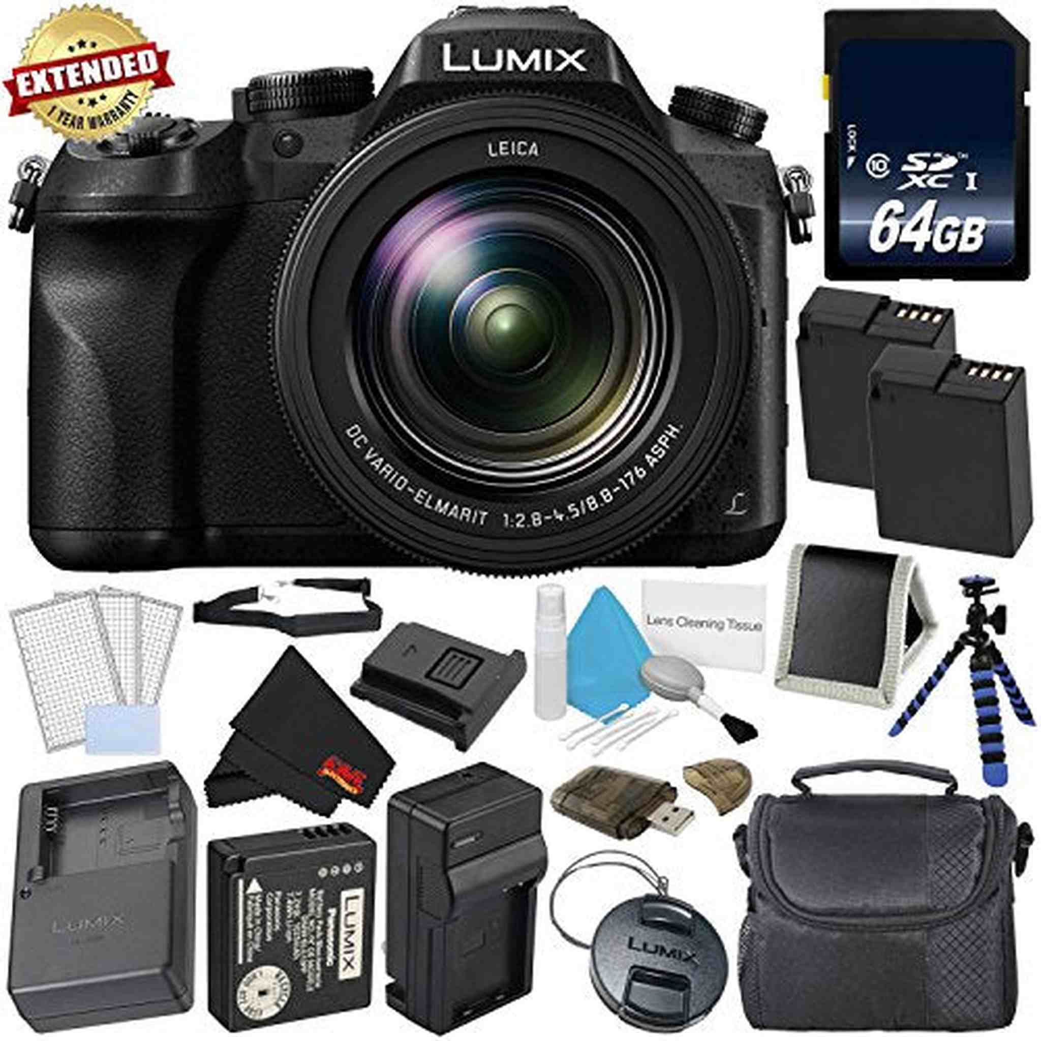 PANASONIC LUMIX DMC-FZ2500 4K Point and Shoot Camera w/20X Leica DC Vario-ELMARIT F2.8-4.5 Lens - International Version Pro Bundle Panasonic