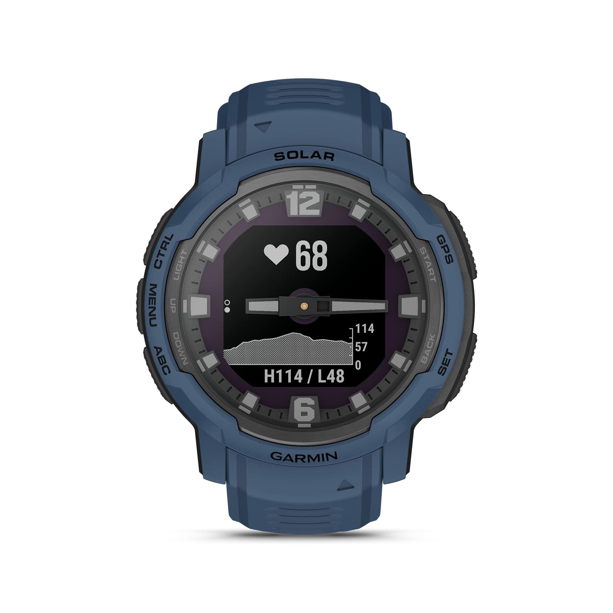 Garmin Instinct Crossover Solar, Rugged Hybrid Smartwatch with Solar, Analog Hands and Digital Display, Tidal Blue Garmin