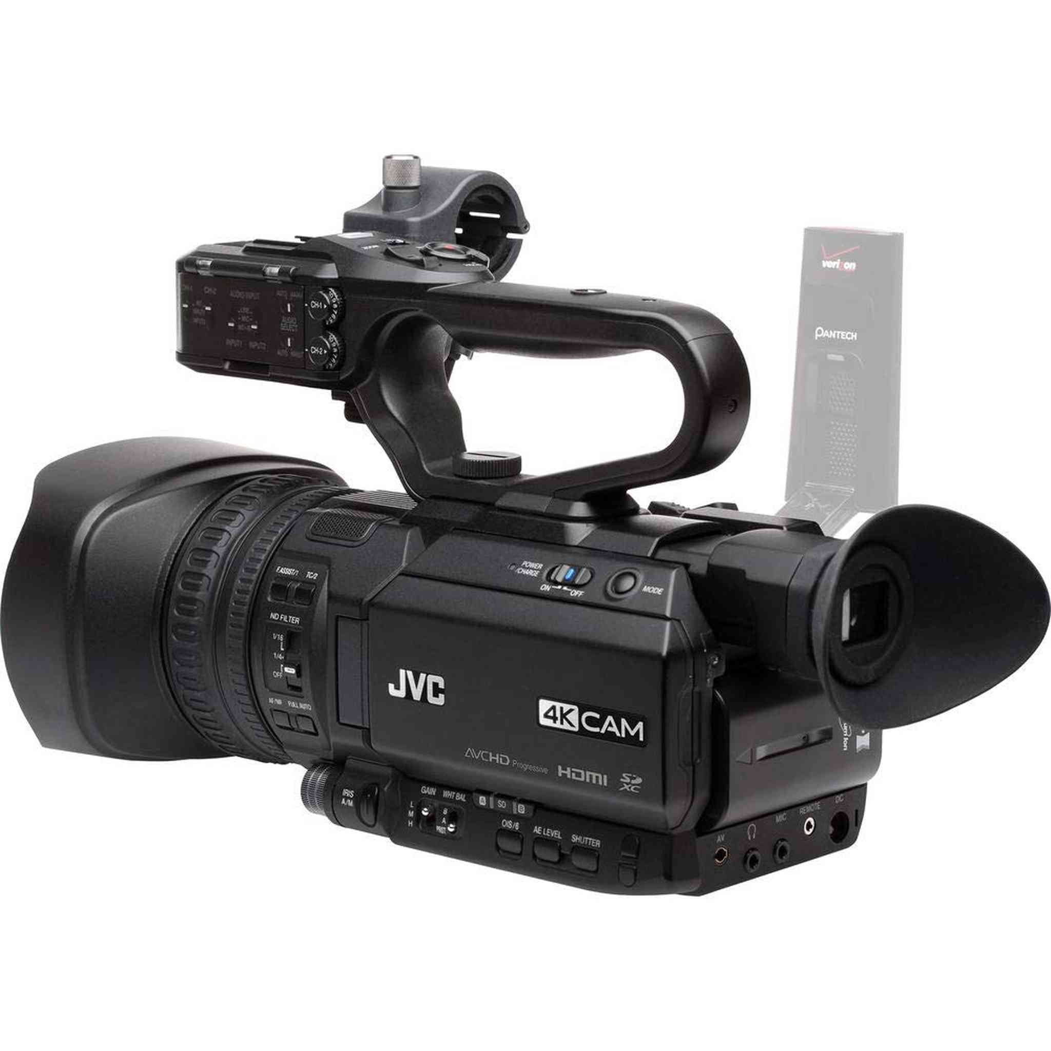 JVC GY-HM250 UHD 4K Streaming Camcorder with Built-in Lower-Thirds Graphics Basic Accessory Bundle JVC