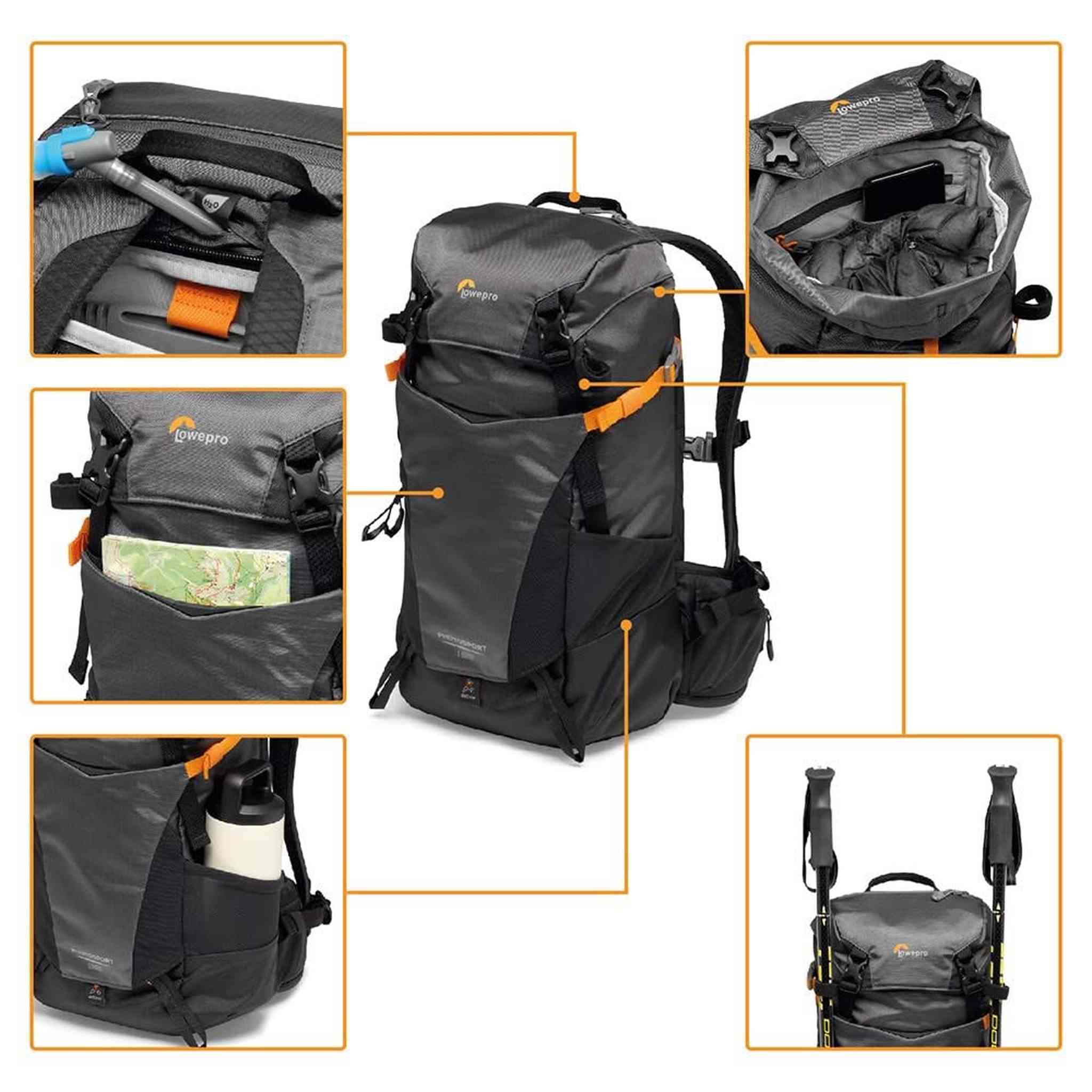 Lowepro PhotoSport BP 15L AW III, Hiking Camera Backpack with Side Access, Removable Camera Insert and Accessory Strap System, Grey, for Mirrorless Camera, Compatible with Sony α6000 Lowepro