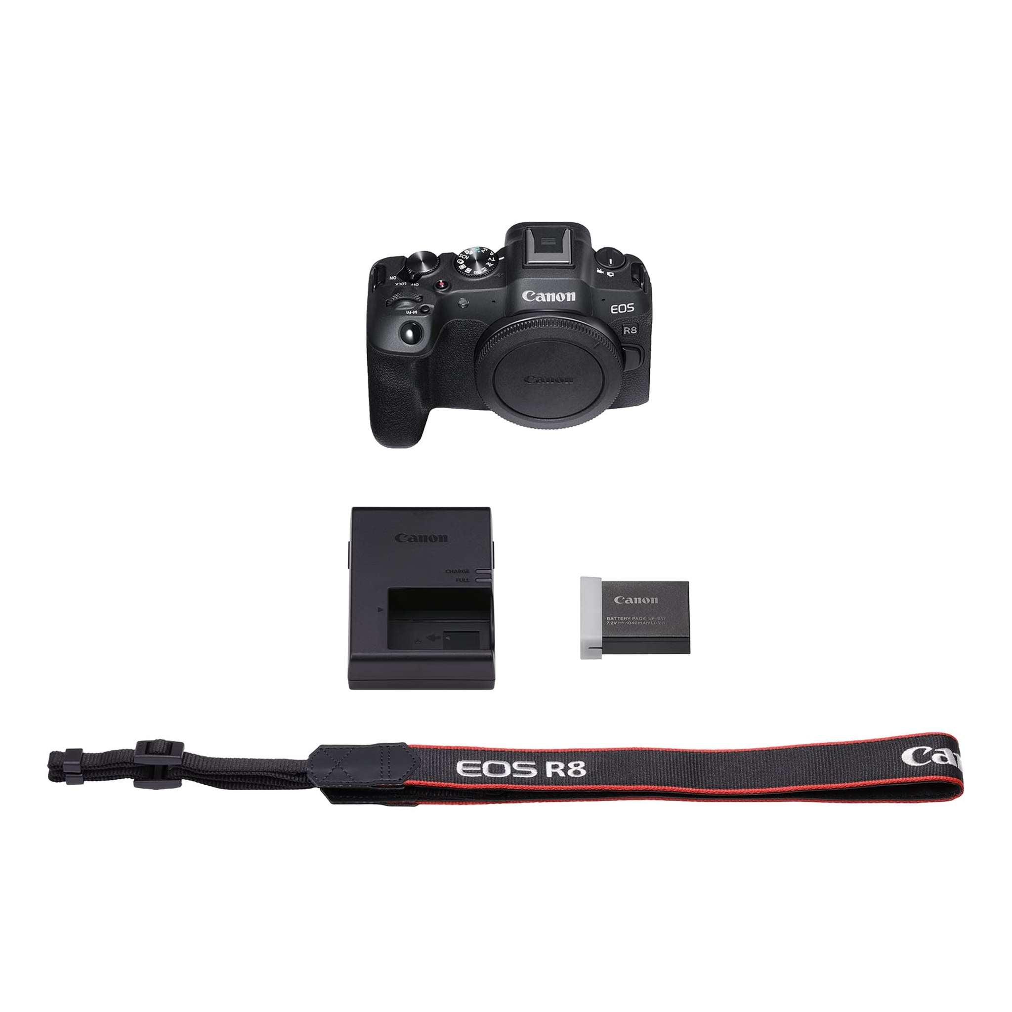 Canon EOS R8 Full-Frame Mirrorless Camera Body Only , RF Mount, 24.2 MP, 4K Video, DIGIC X Image Processor, Subject Detection & Tracking, Compact, Lightweight, Smartphone Connection, Content Creator Canon