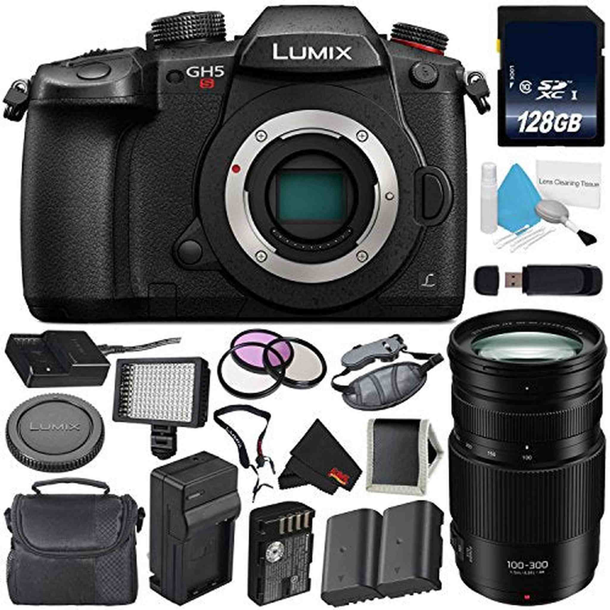 Panasonic Lumix DC-GH5S Mirrorless Micro Four Thirds Digital Camera International Version + Panasonic Lumix G Vario 100- Panasonic