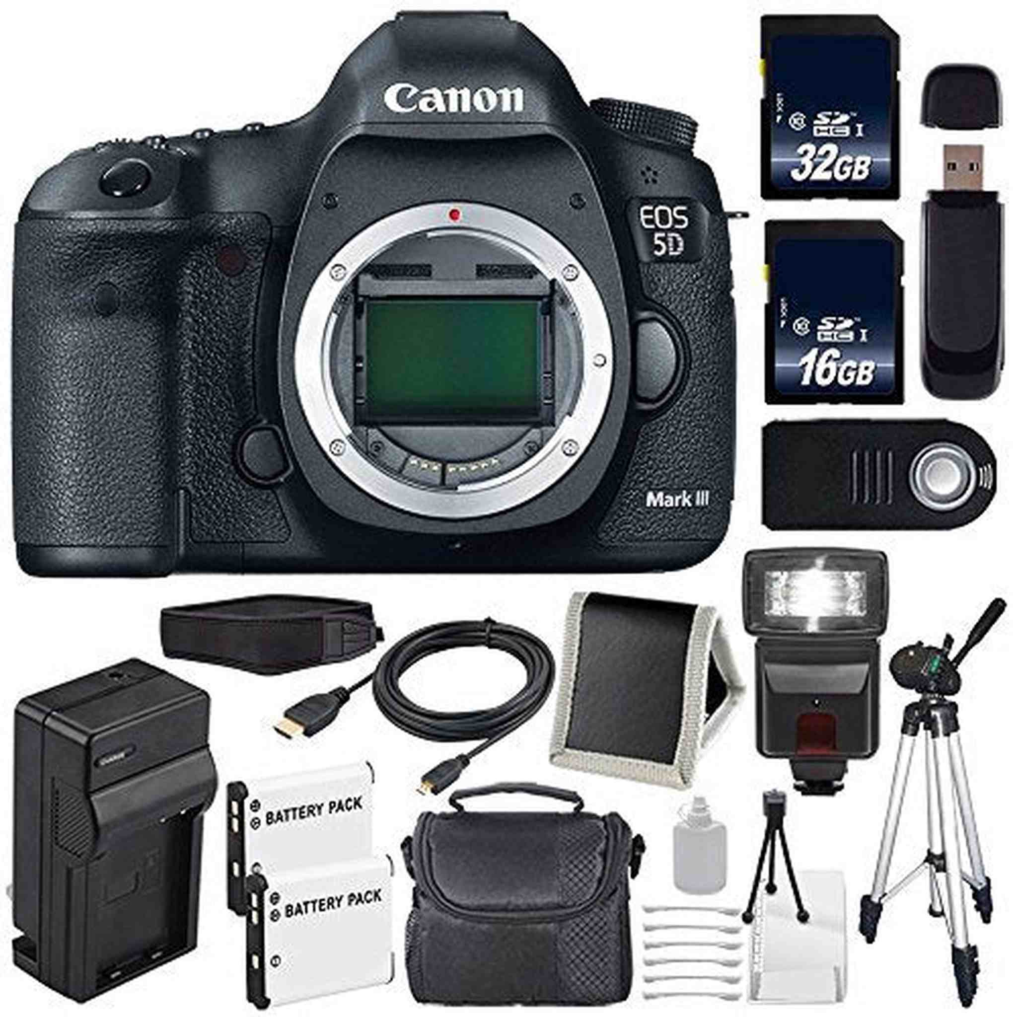 Canon EOD 5D III Digital Camera International Model + LP-E6 Battery + 32GB Card + 16GB Card Bundle Canon