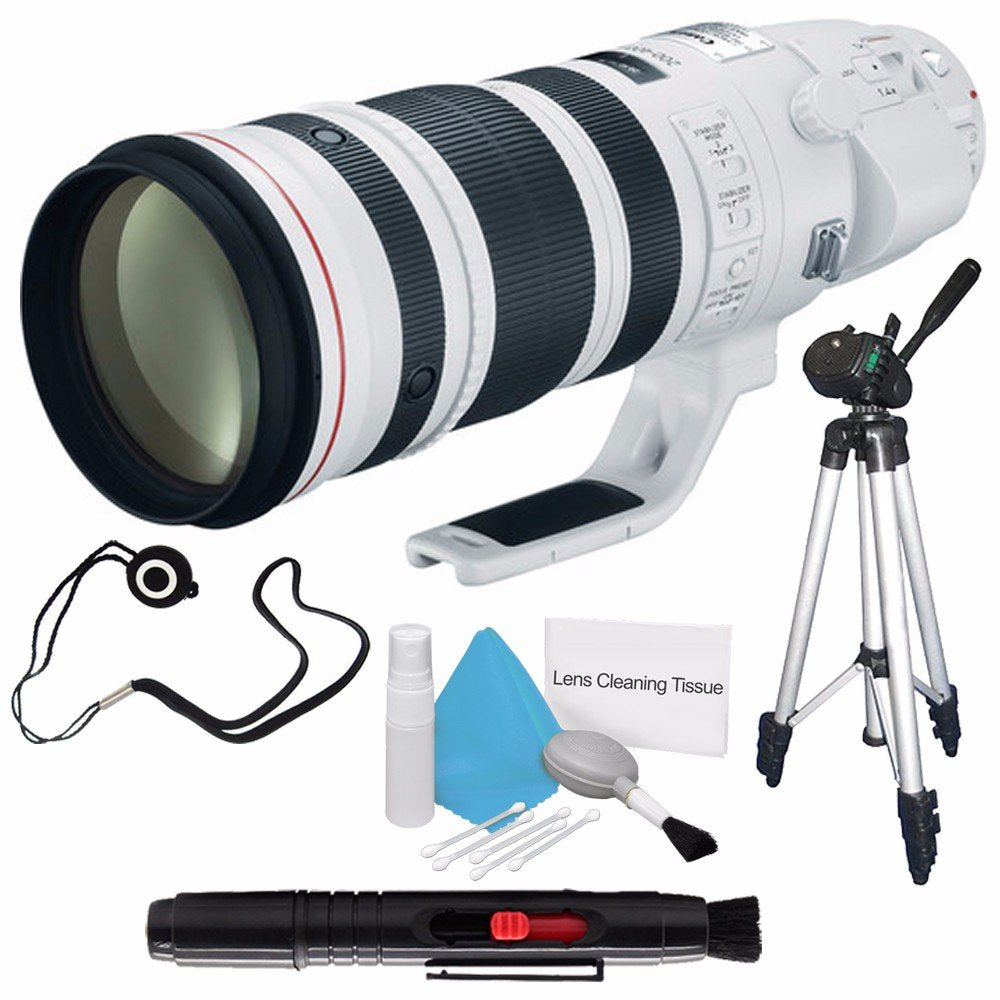 Canon EF 200-400mm f/4L is USM Lens International Model + Deluxe Cleaning Kit + Lens Cap Keeper + Full Size Tripod Bundle Canon