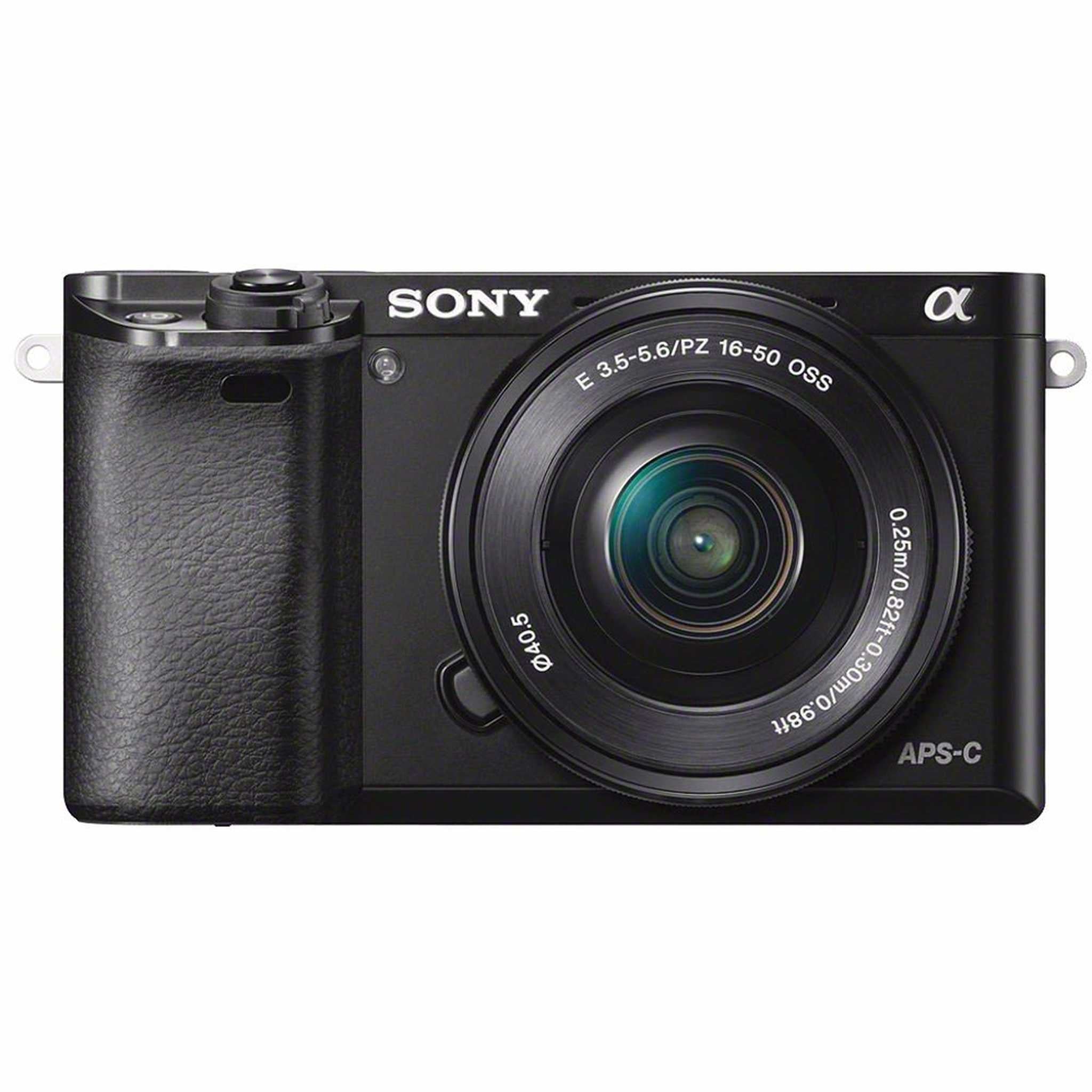 Sony Alpha a6000 Mirrorless Digital Camera with 16-50mm Lens Black + Sony E 55-210mm f/4.5-6.3 OSS E-Mount Lens 144GB Bundle Sony