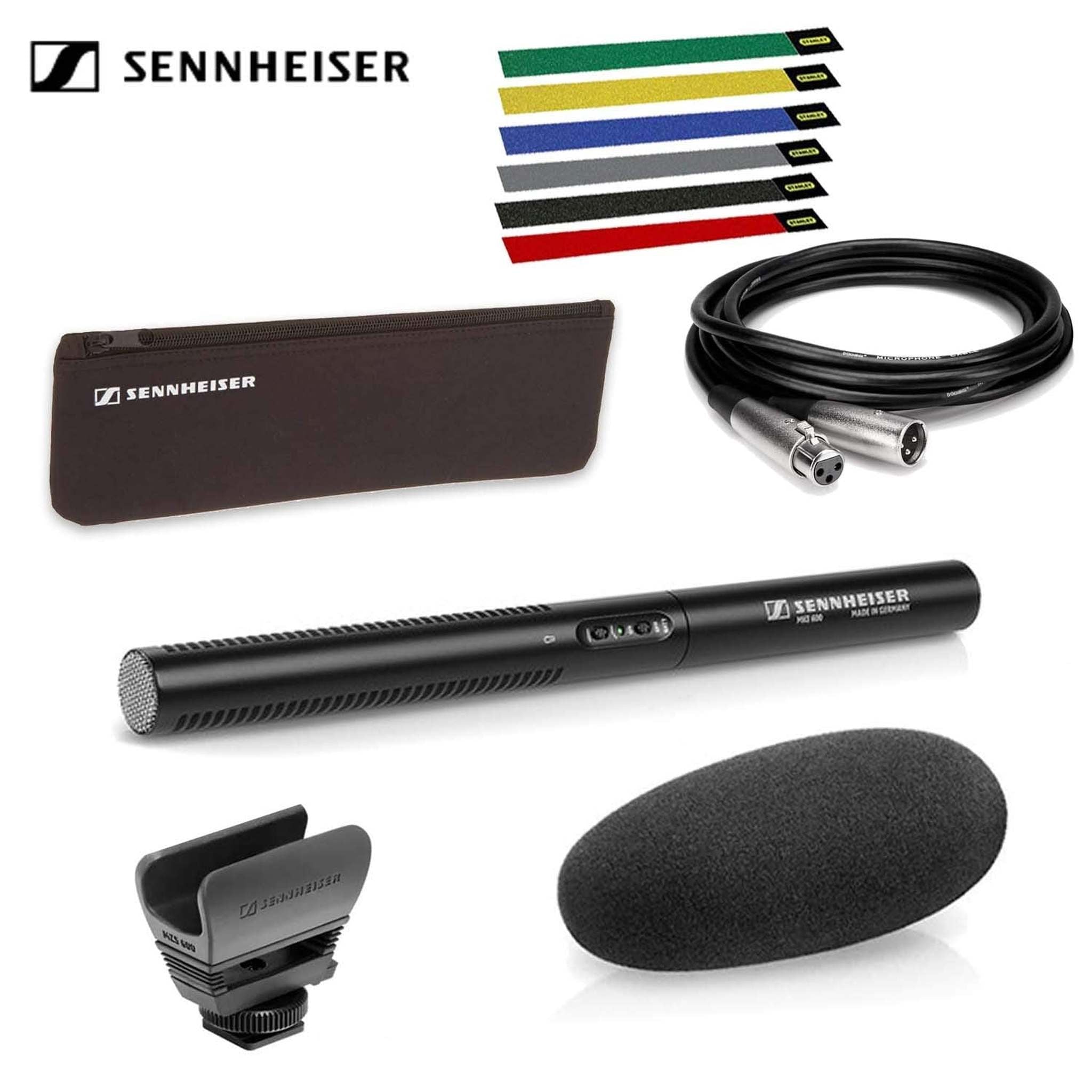 Sennheiser MKE 600 Camcorder Shotgun Microphone with Carrying Case, Shock Mount, Foam Windscreen, Cable Ties and 10 Ft. Sennheiser