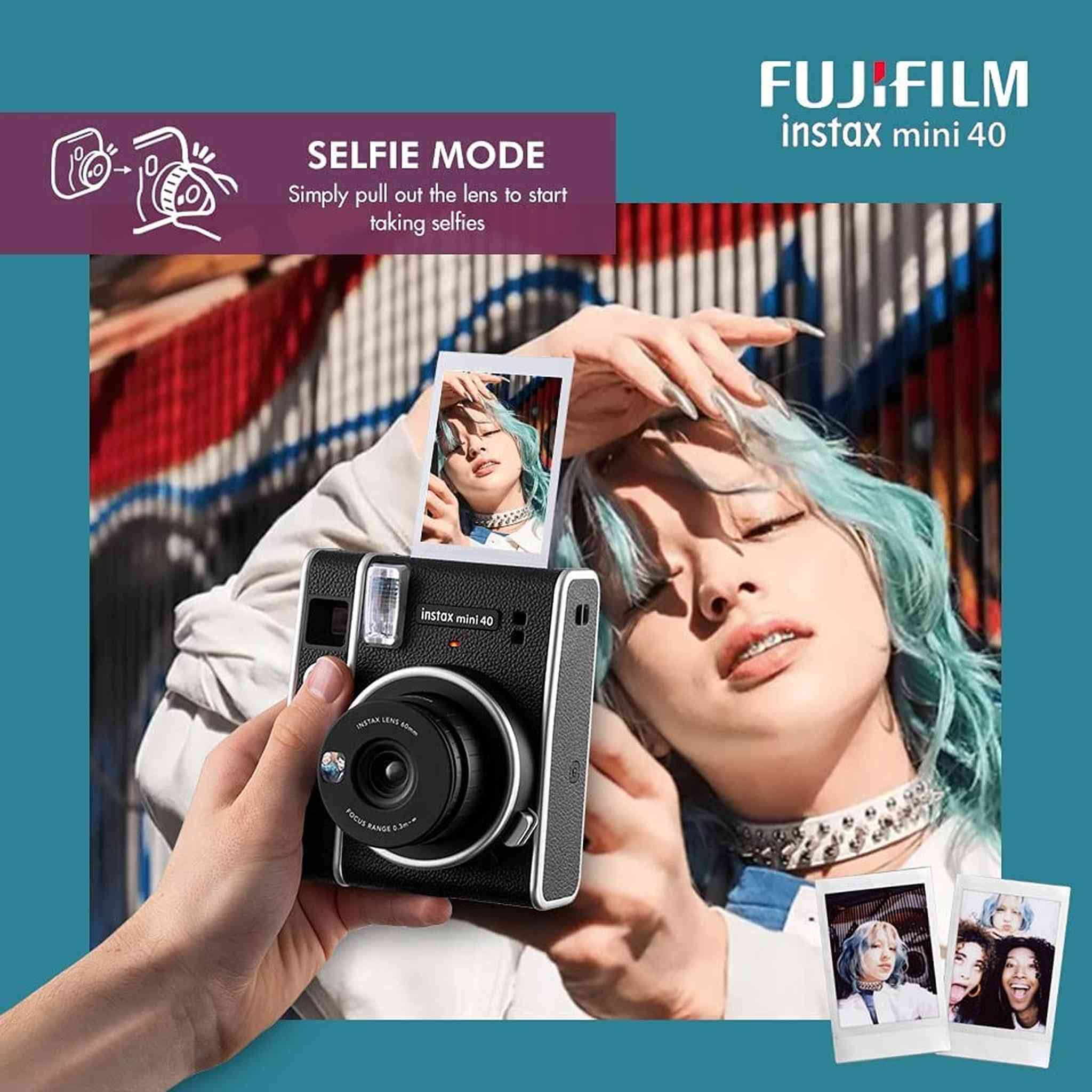 Fujifilm Instax Mini 40 Instant Film Camera with 20-Films + Bag + 4-Batteries Fujifilm