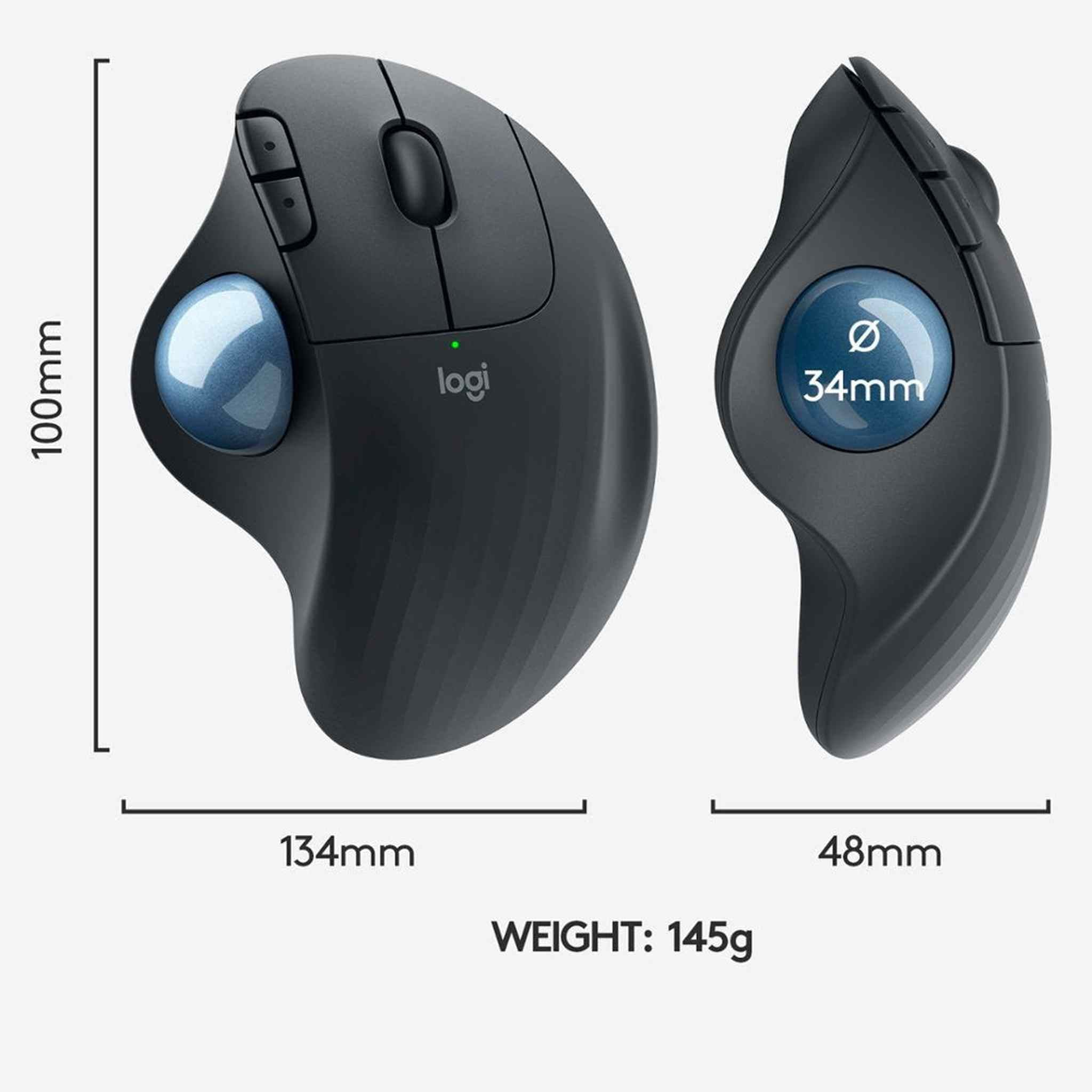 Logitech Ergo M575 Wireless Trackball Mouse Black Logitech