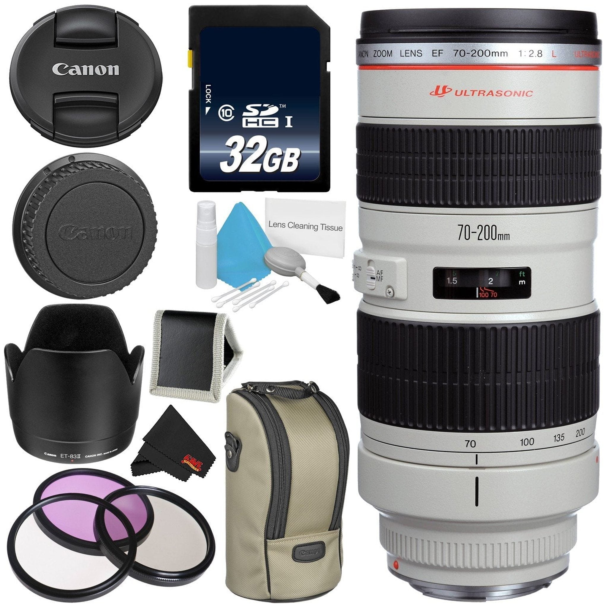 Canon EF 70-200mm f/2.8L USM Telephoto Zoom Lens Bundle for Canon SLR Digital Cameras Intl Model - Advanced Canon